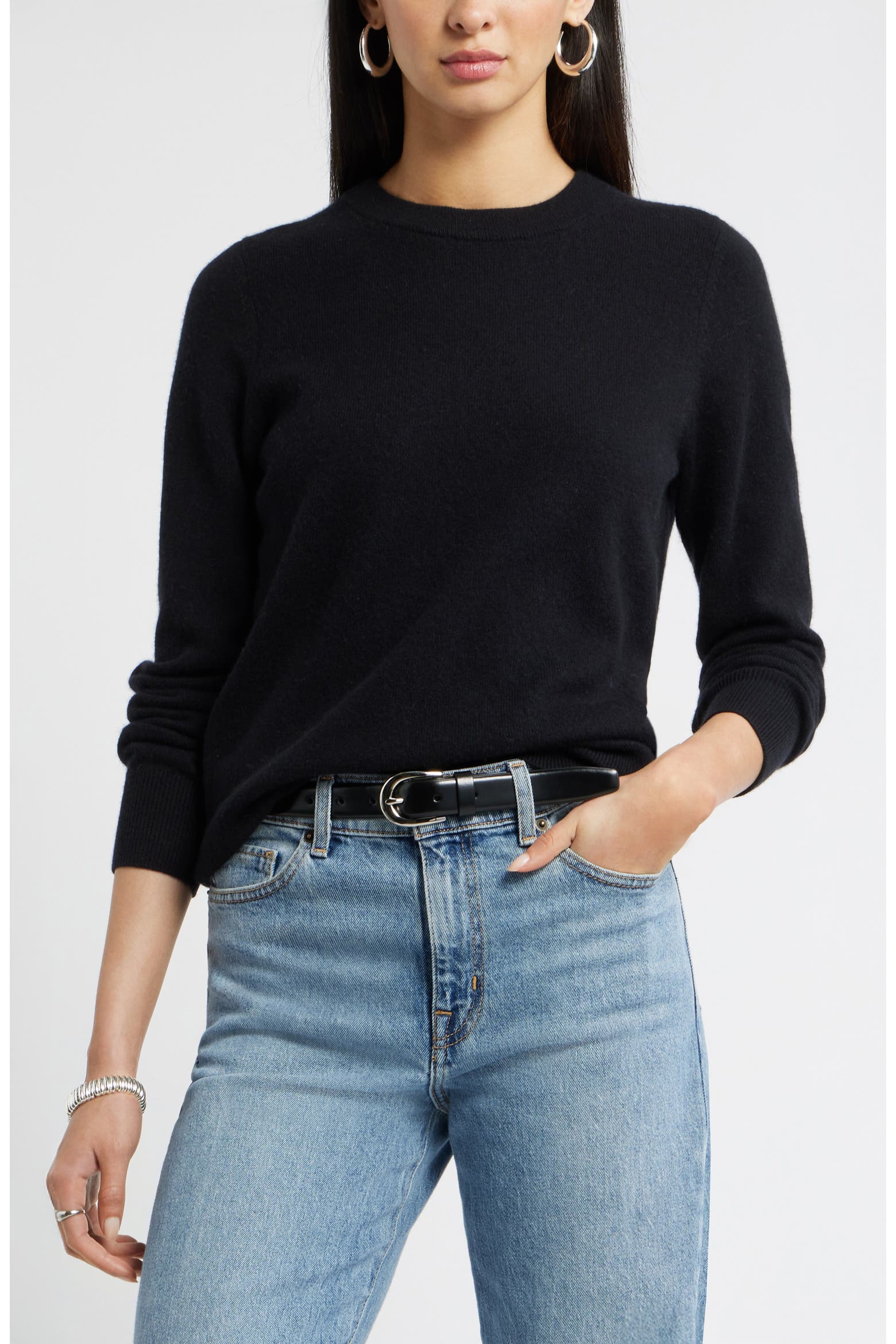 Nordstrom 100% cashmere crewneck sweater in black