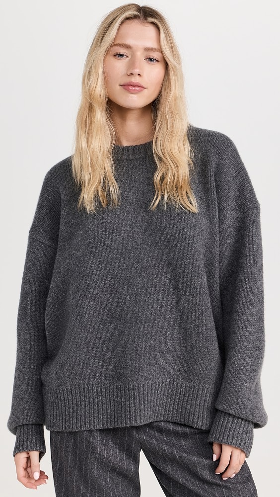 The Cashmere Signature Crew in Charcoal - Charcoal