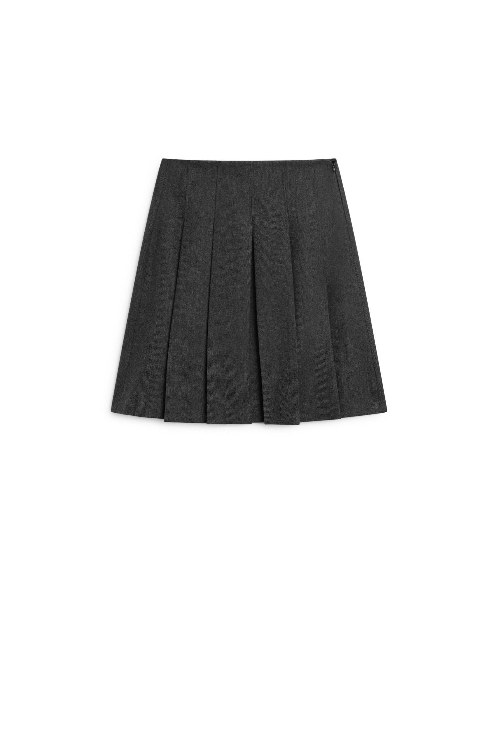 Wool Blend Pleated Skirt