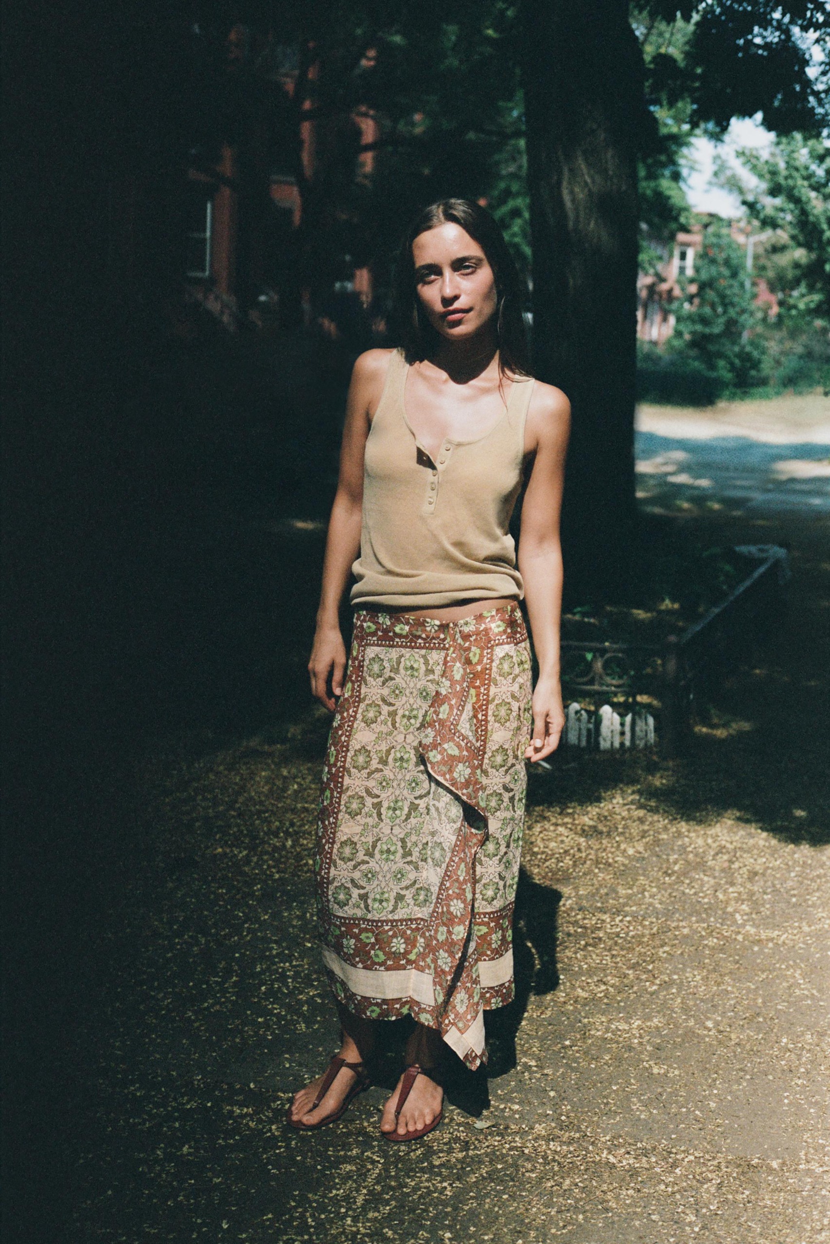 Printed Ramie Sarong Skirt - Multicolored - Xs
