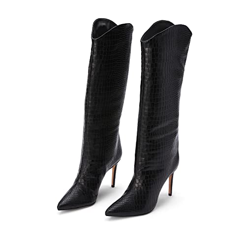 Schutz Women's Maryana Leather Dress Boot (7.5, Black)