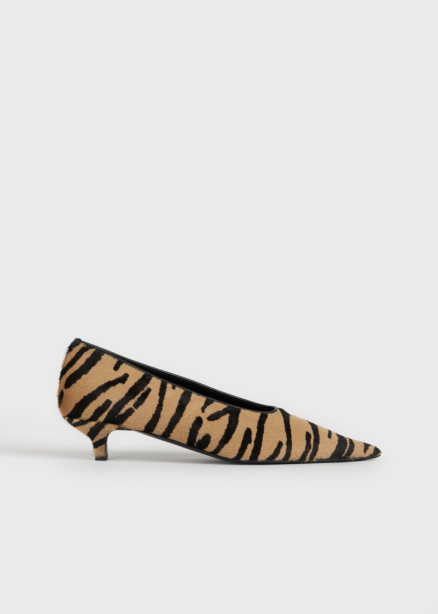 Sharp Pony Hair Kitten Pumps Tiger - 35