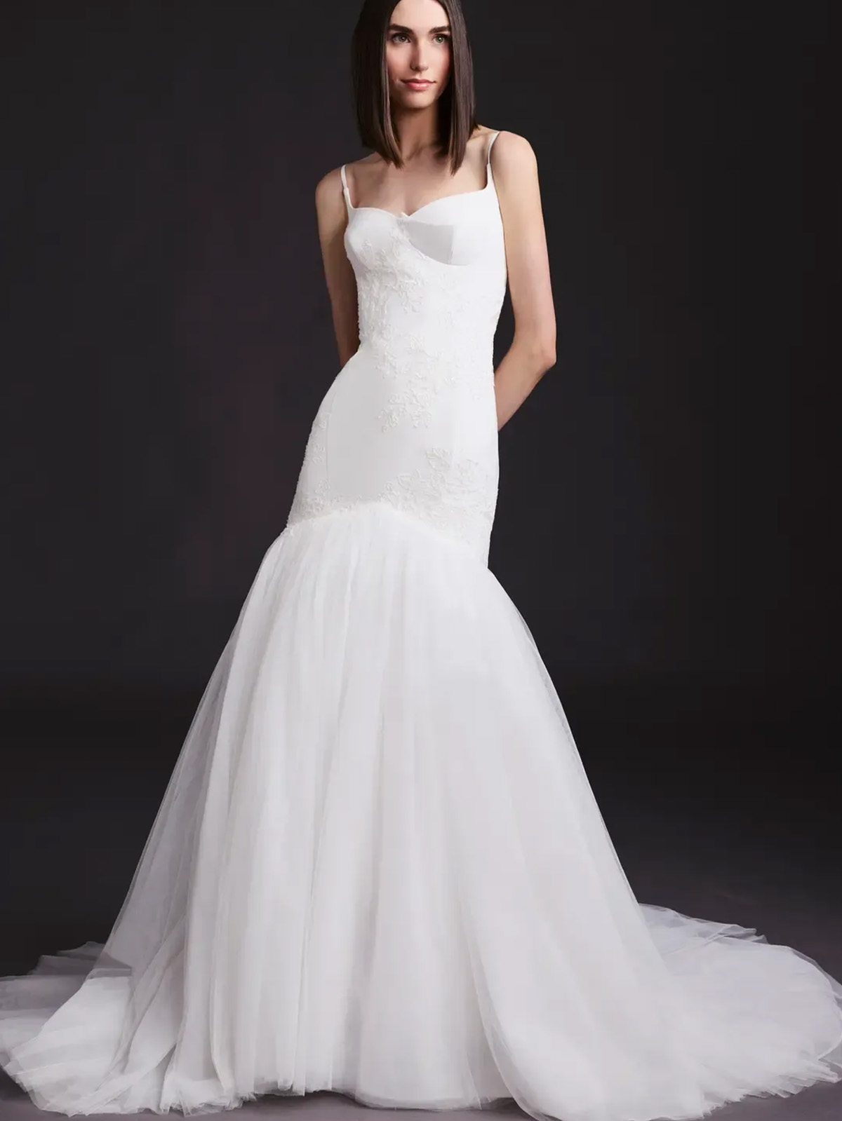 Vera Wang, Crepe Trumpet Gown