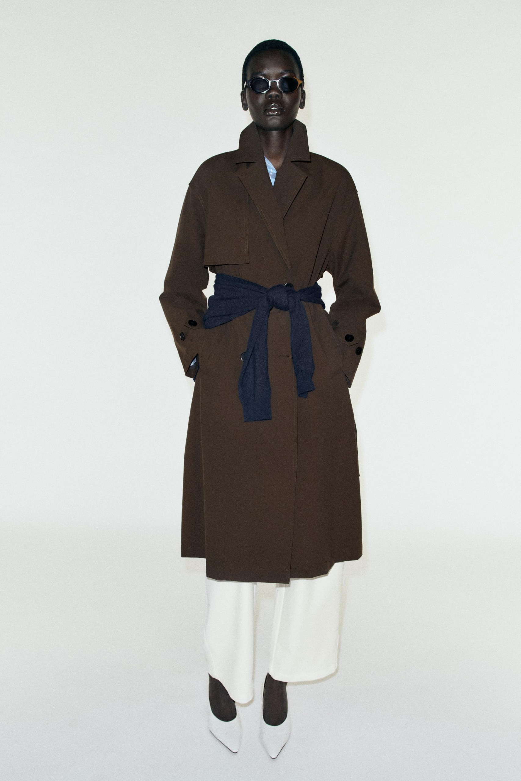 Water-Repellent Windproof Trench Coat - Brown - Xs