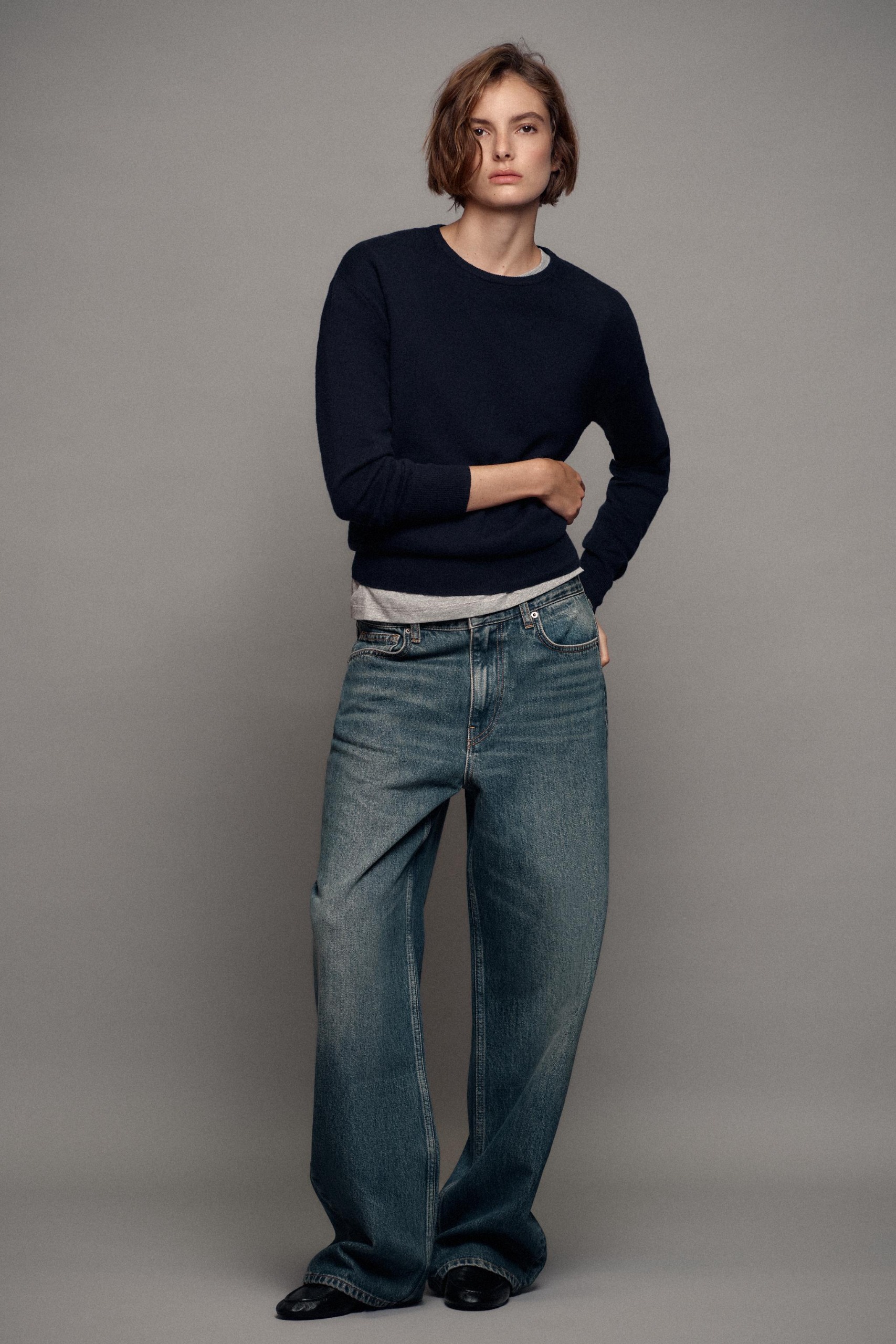 100% Extra-Soft Wool Jumper - Navy Blue - S
