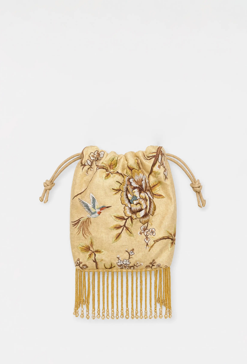 An image of a satin bag from Reformation.
