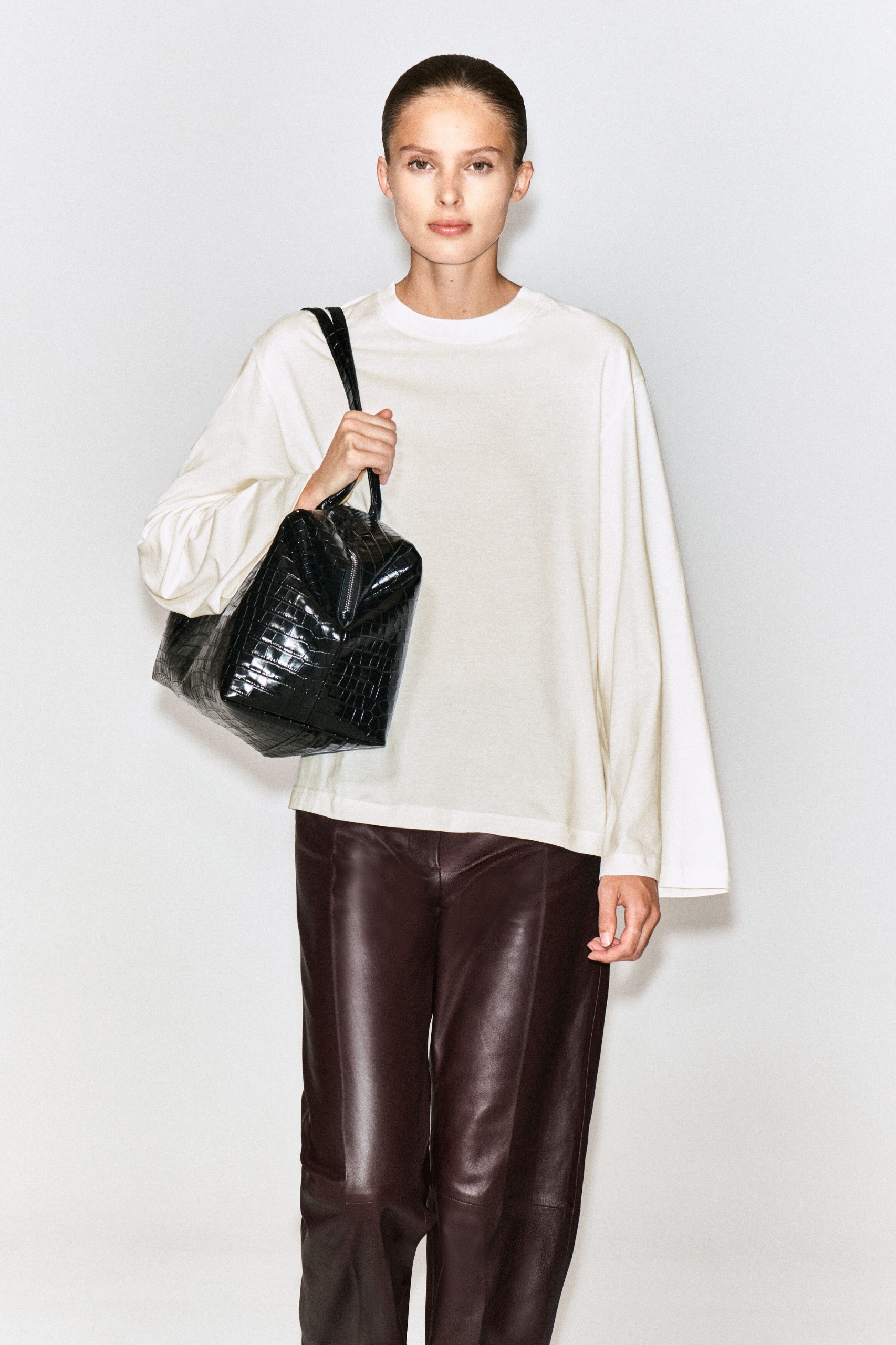 Brushed-Cotton Long-Sleeved T-Shirt