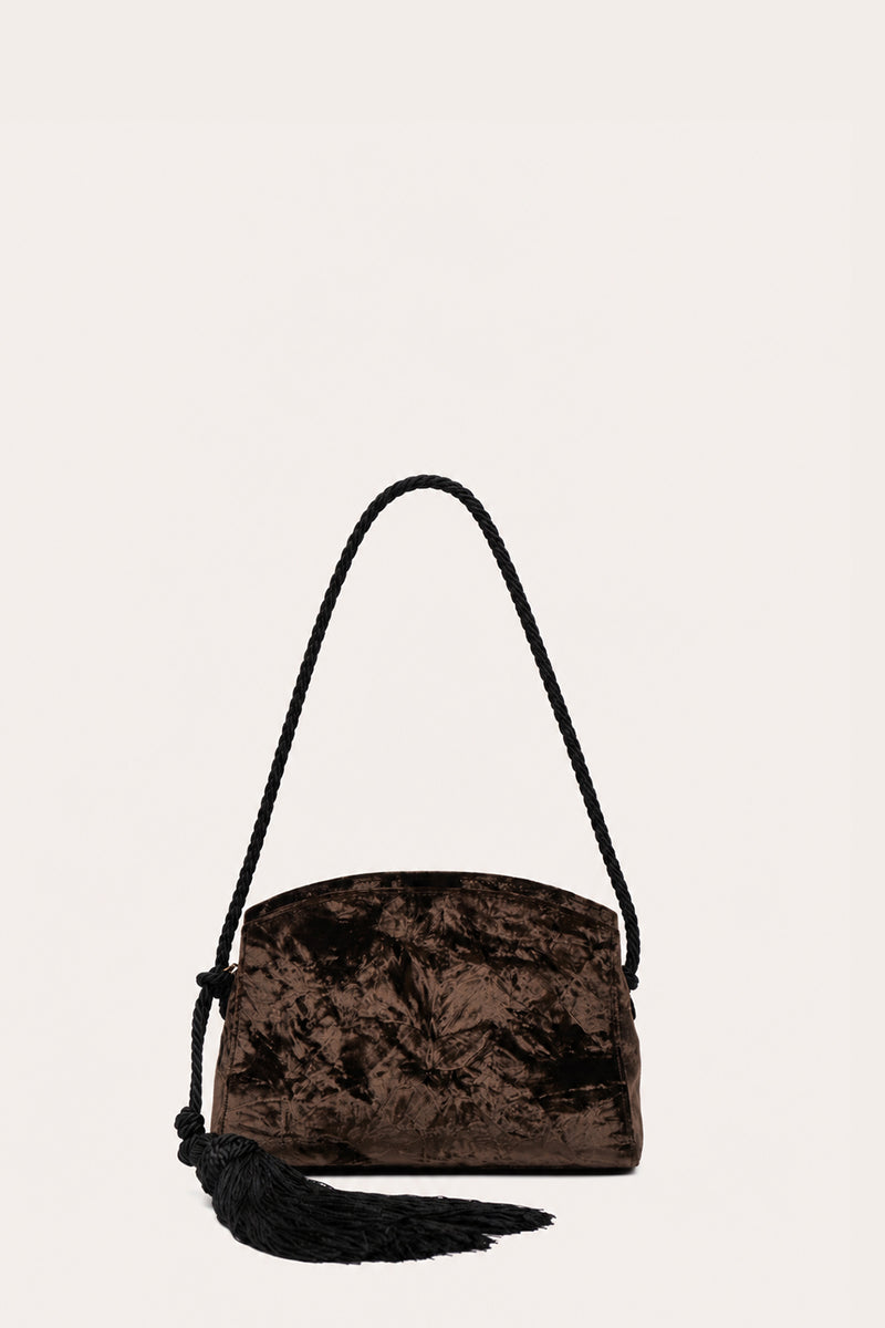 Liffner Tassel Clutch Brown Velvet