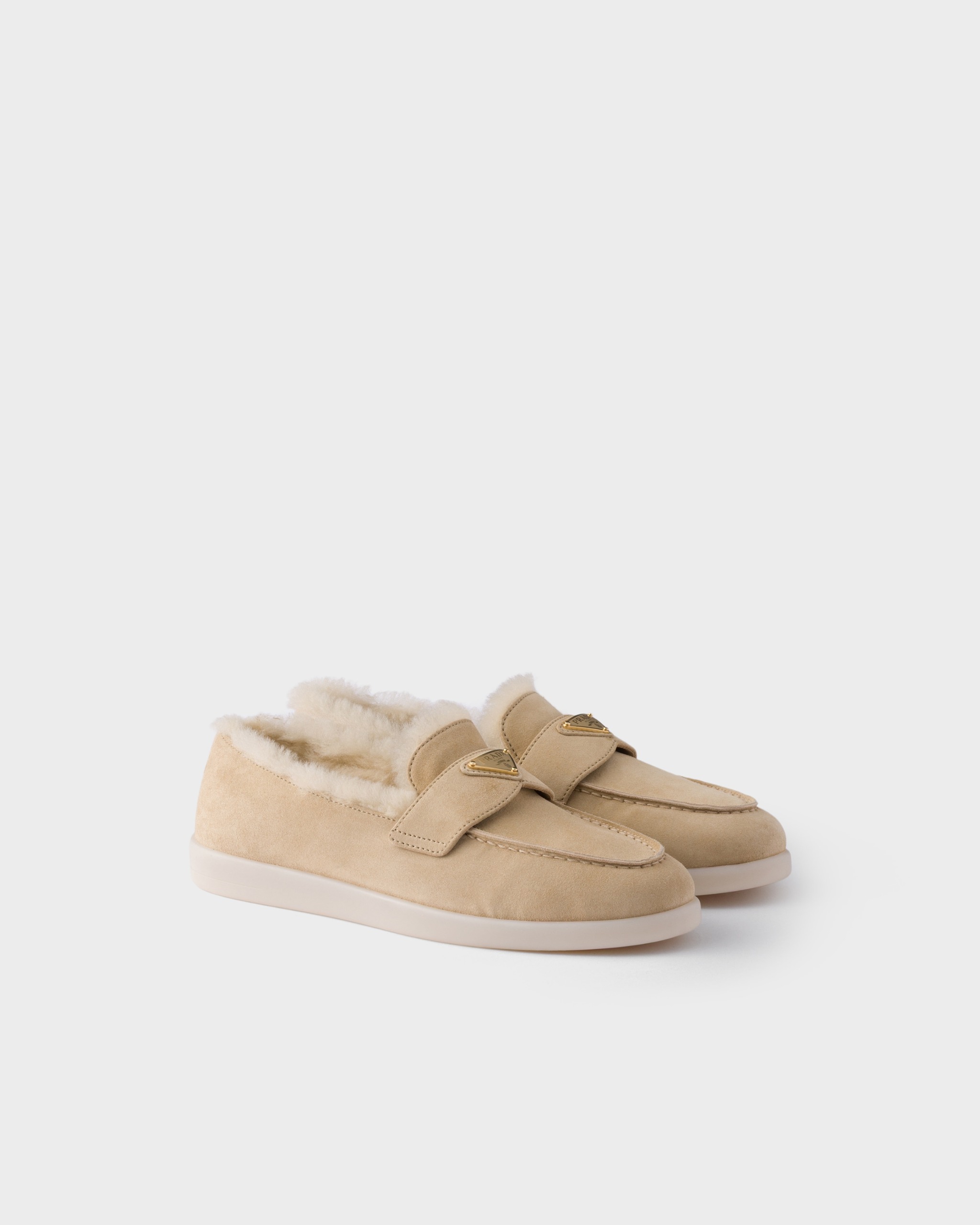 Suede and Shearling Loafers