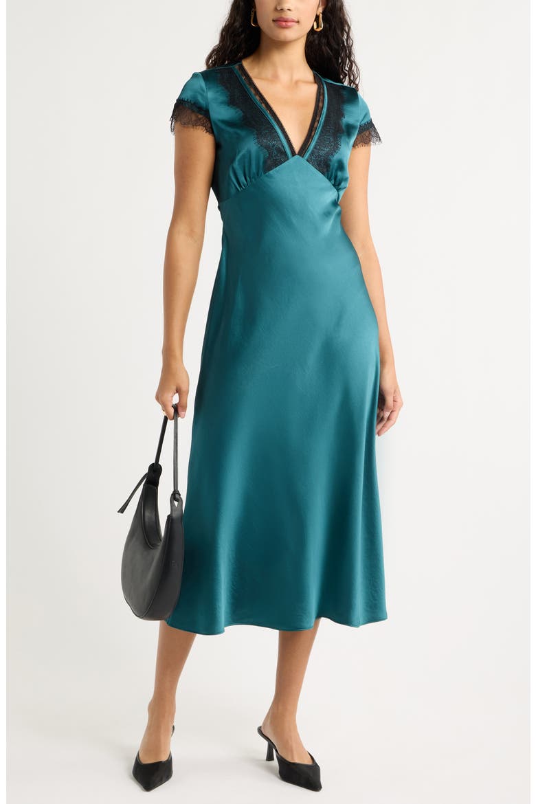 Lace Trim Satin Dress