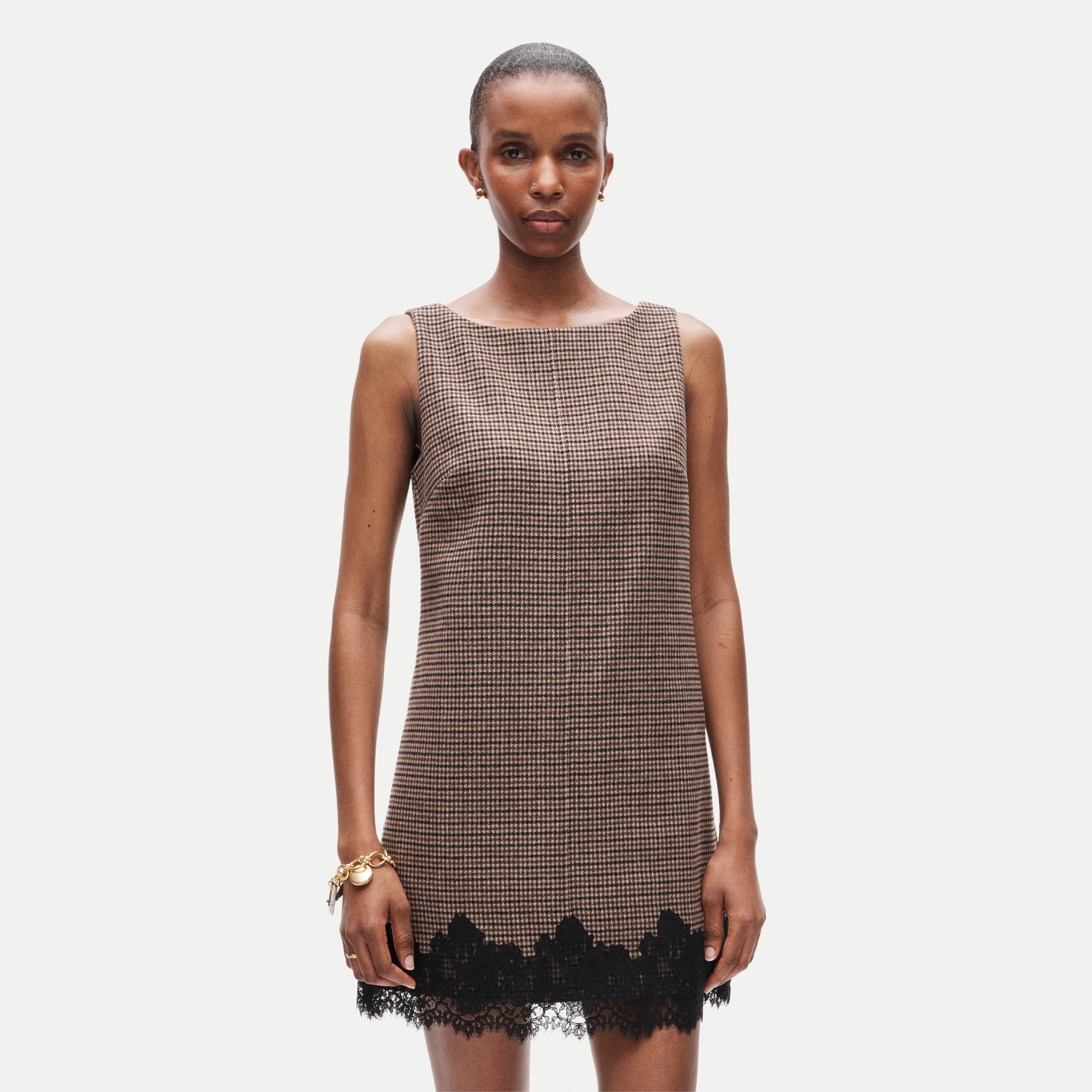 Billie Dress in Houndstooth Wool Blend