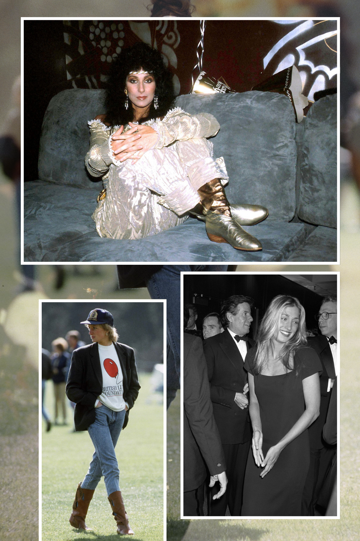 Cher, Princess Diana and Carolyn Bessette-Kennedy all represent dfferent aesthetics and eras.