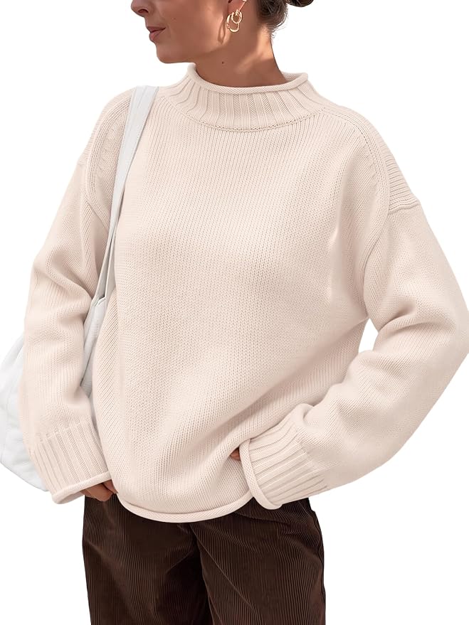 Trendy Queen, Trendy Queen Womens Oversized Sweaters Mock Neck 2026 Fall Knit Outfits