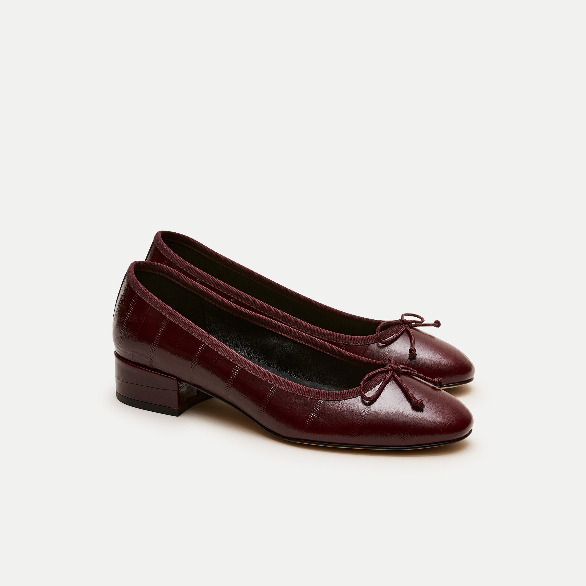 J.Crew, Teagan Ballet Pumps in Eel-Embossed Leather