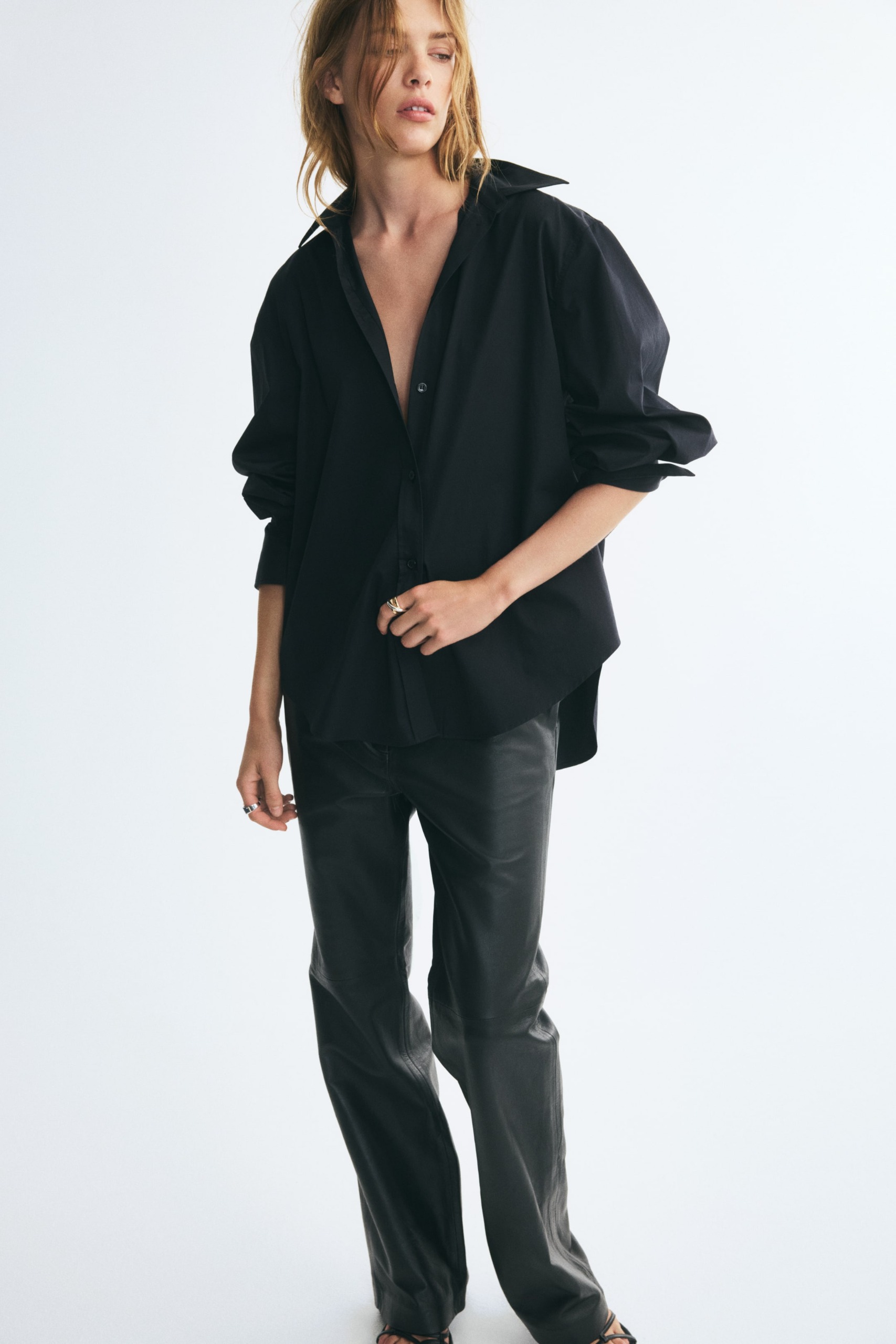 Balloon-Sleeved Poplin Shirt