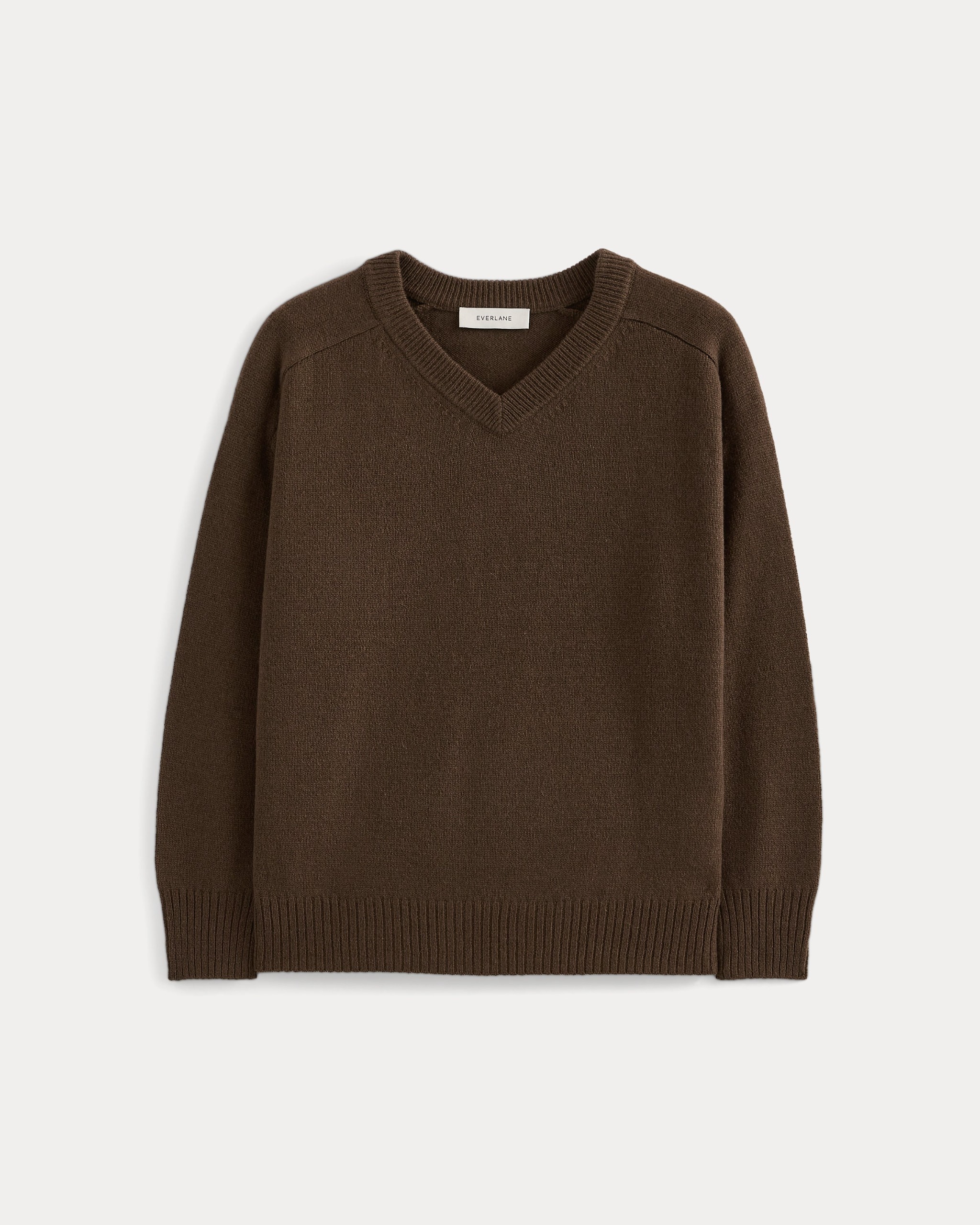 Cashmere High V Boyfriend Sweater | Cocoa - Xxs