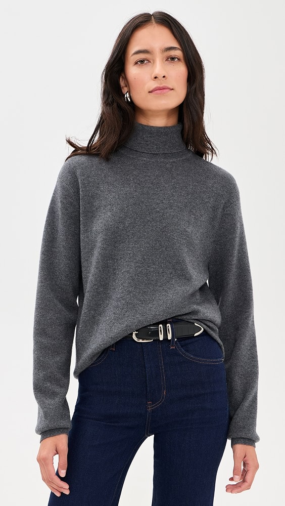 Oversized Turtleneck Sweater - M&eacute;lange Grey