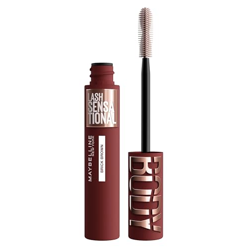 Maybelline Brown Mascara, Lash Sensational Body Mascara, Brick Brown | Volumizing Up to 24h Lift, Smudge-Resistant, Flake-Resistant, Clump-Resistant, for Sensitive Eyes