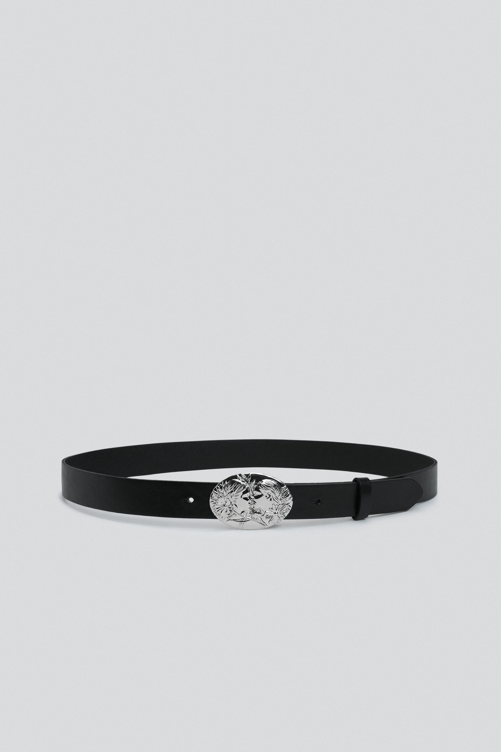 zara, 100% Leather Oval Buckle Belt