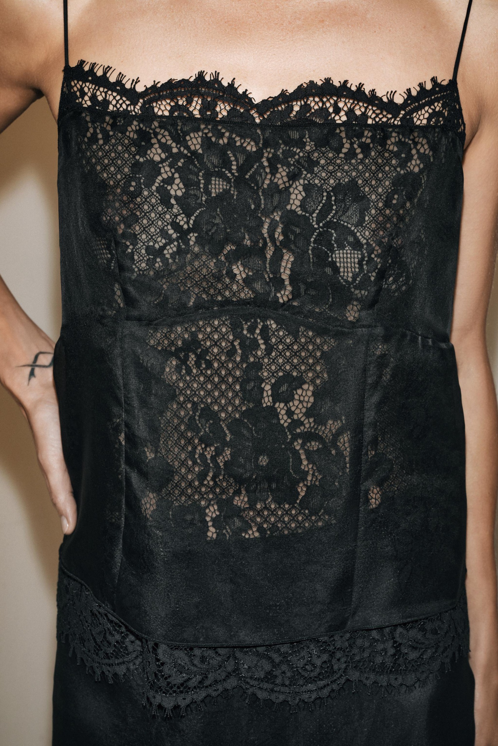 Zw Collection 100% Silk Lingerie Top - Black - Xs