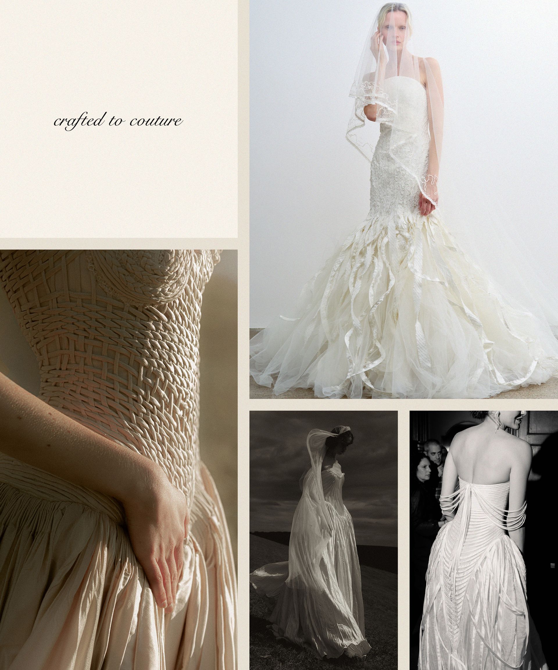 A collage of wedding gowns with immense craftsmanship.