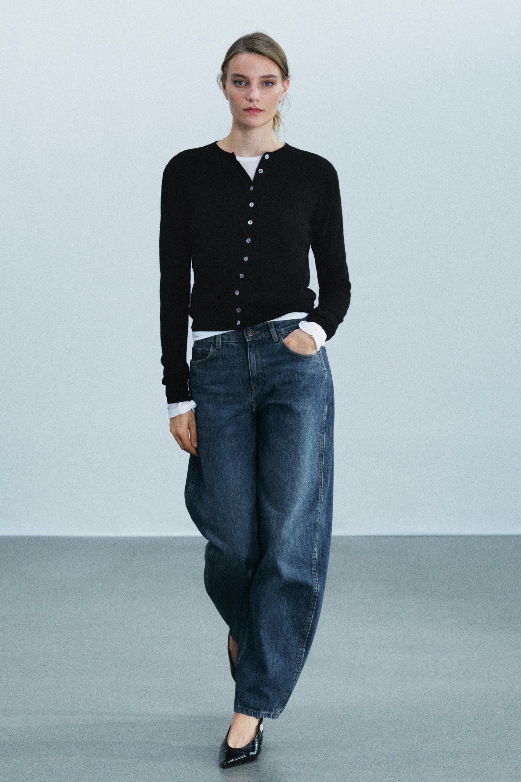 Zw Collection Curved Straight Mid-Waist Jeans - Blue - 6