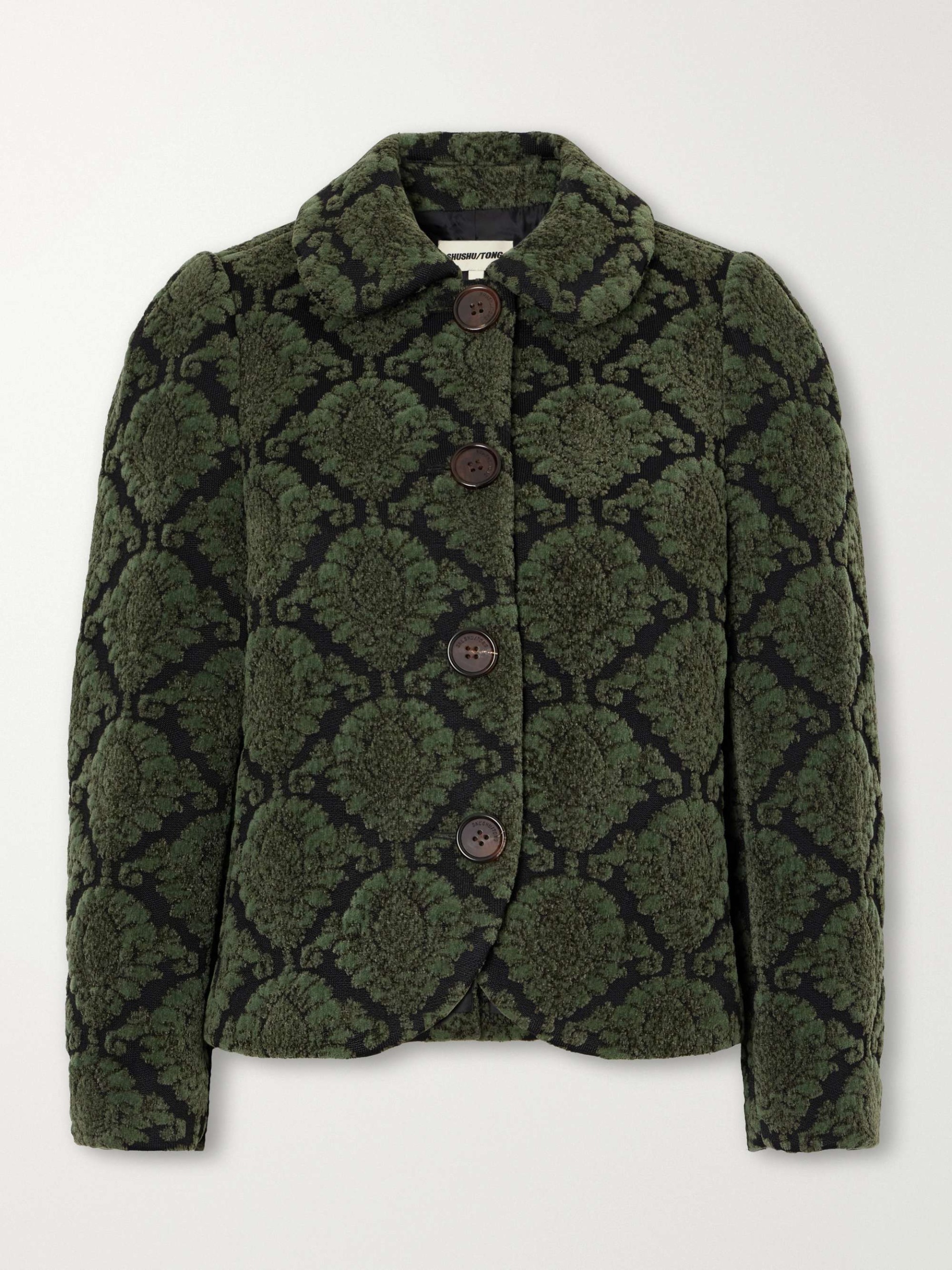 Cropped Cotton-Blend Pile-Jacquard Jacket