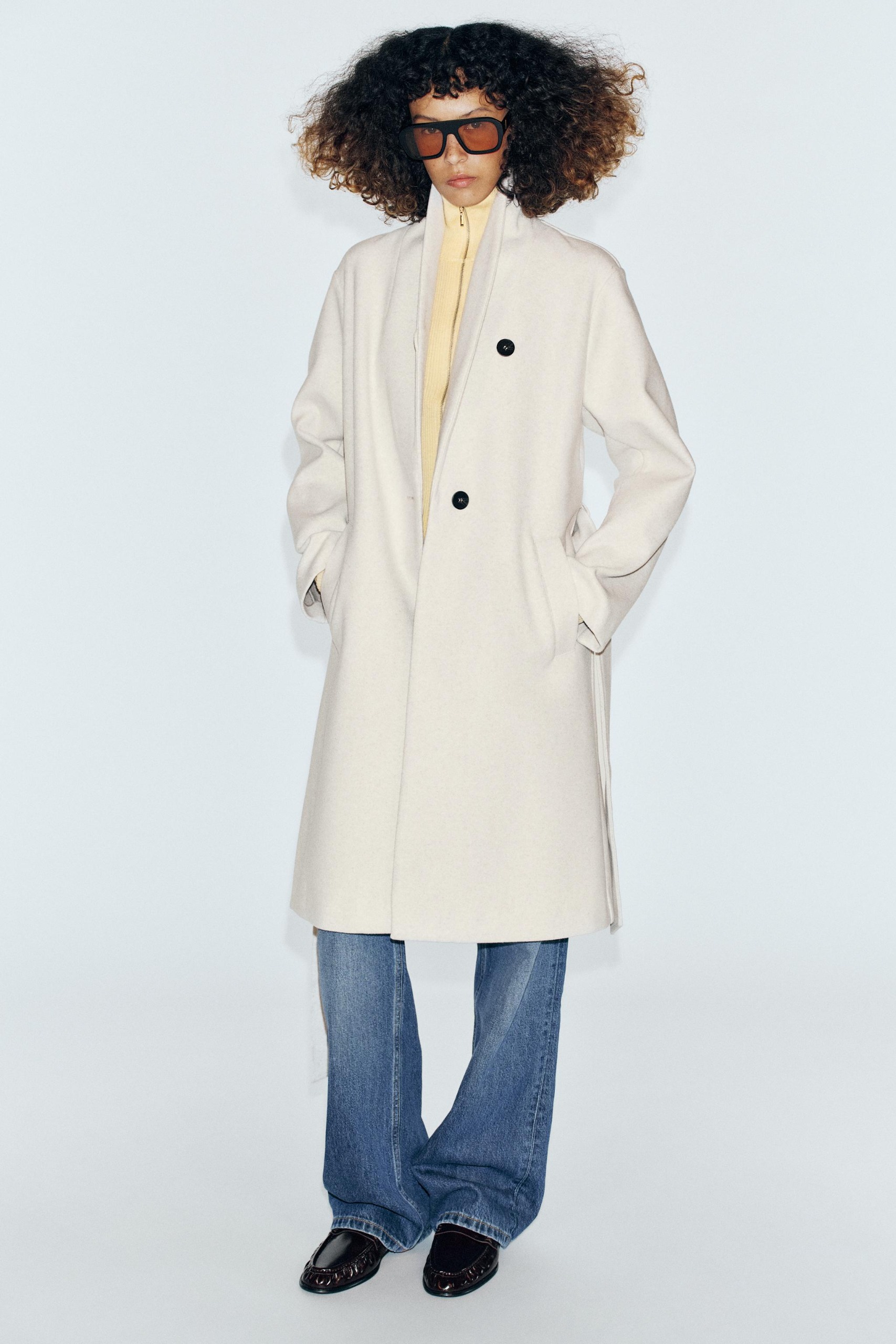 Soft Belted Coat - Ecru - Xs