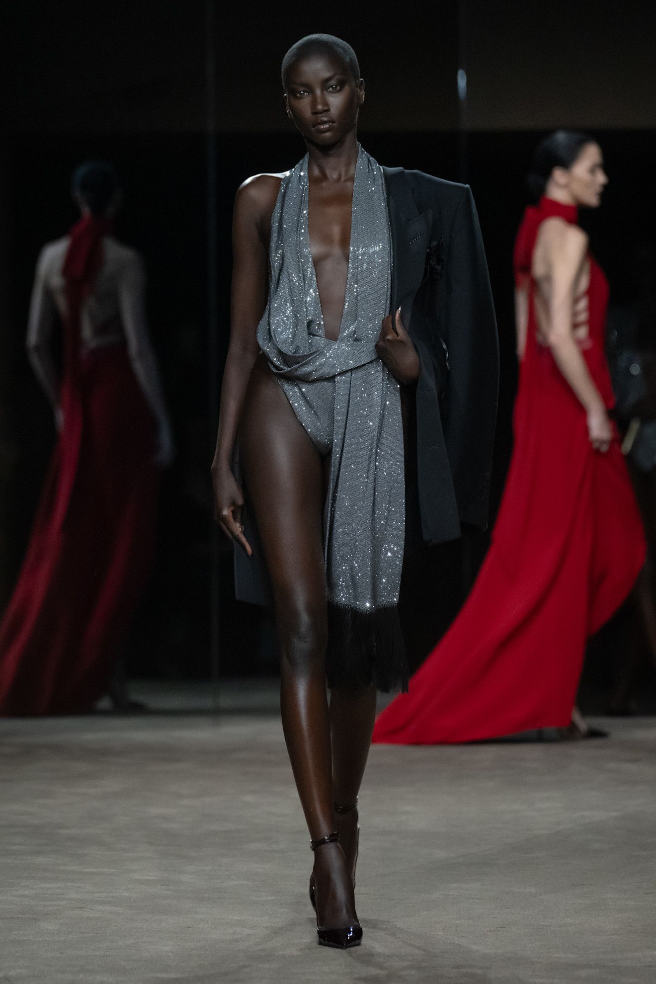 a model walks the tom ford runway show.