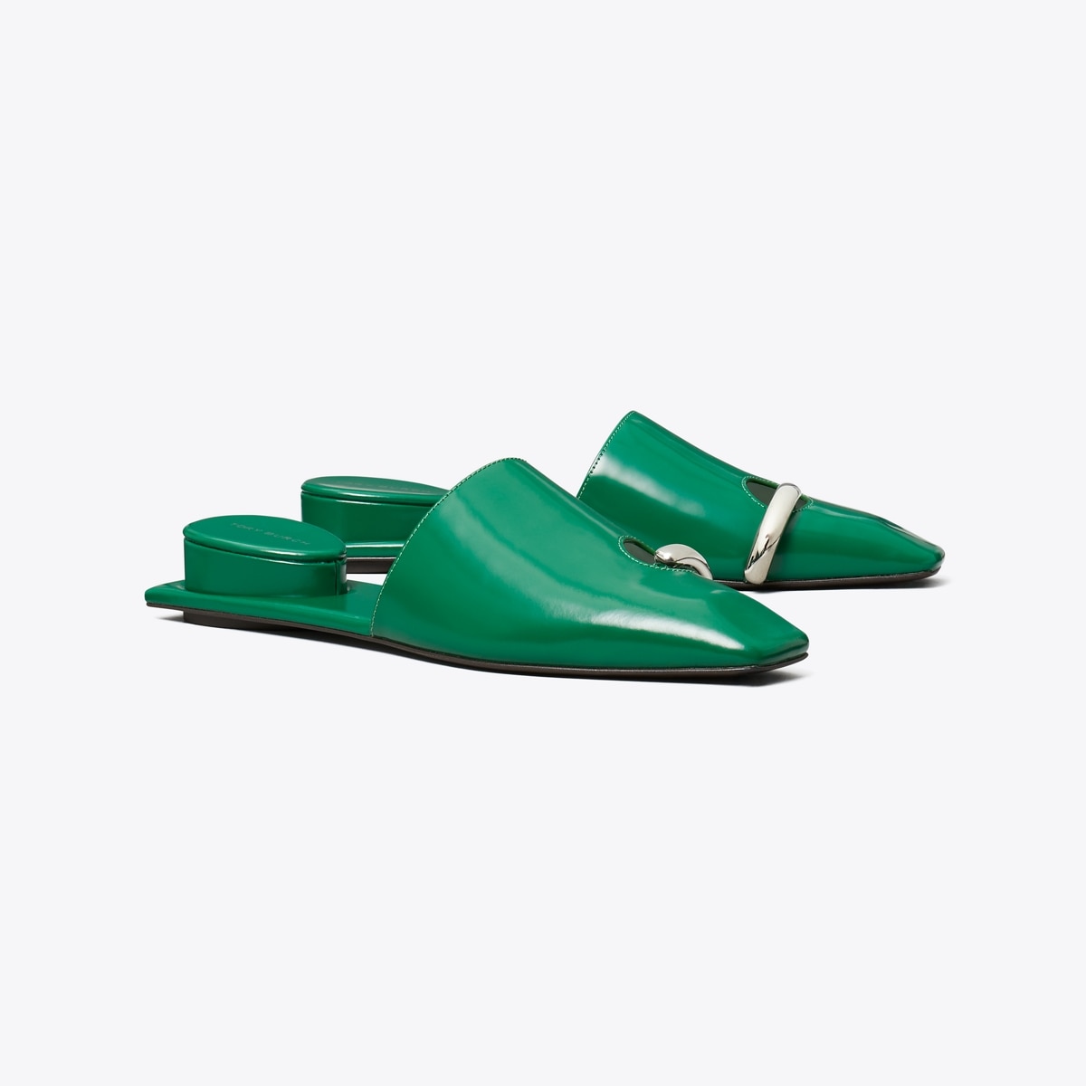 Pierced Mule in Green, Size 7