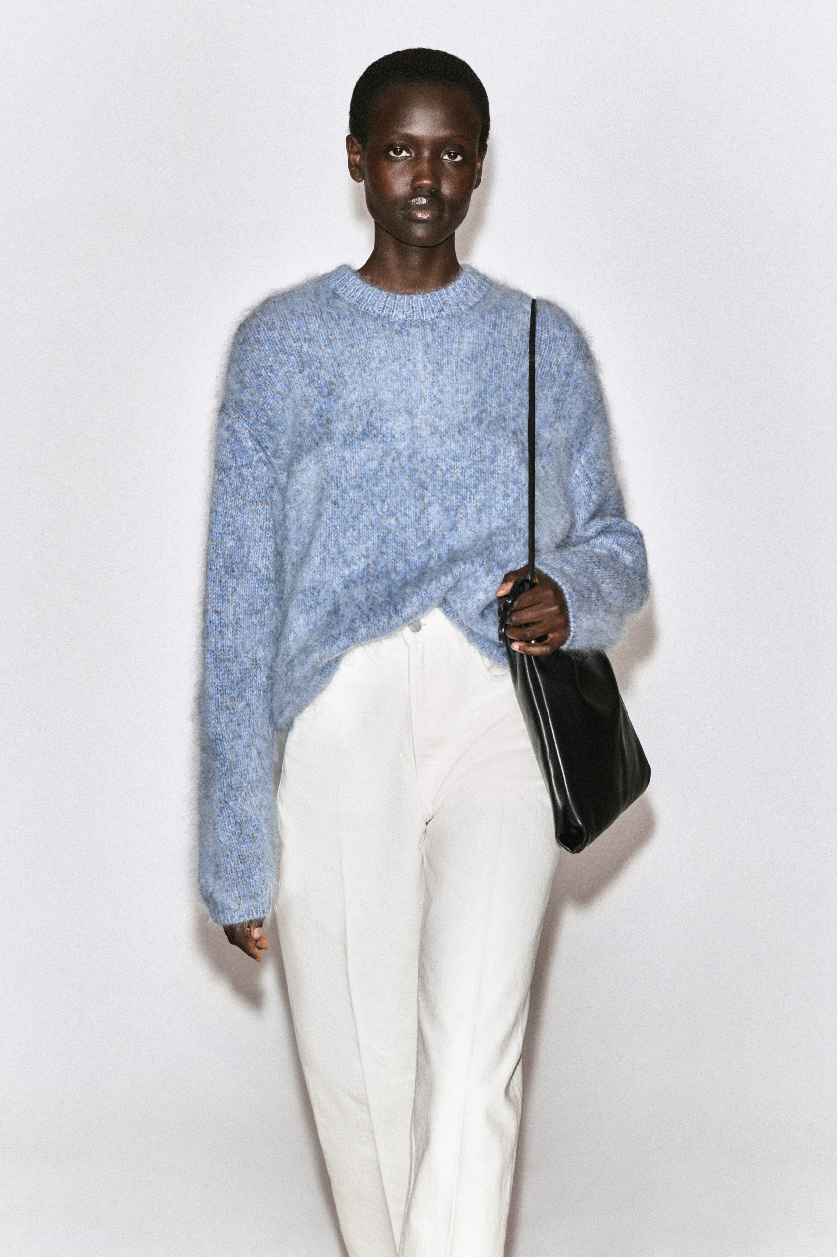 Two-Tone Brushed Pure Cashmere Sweater