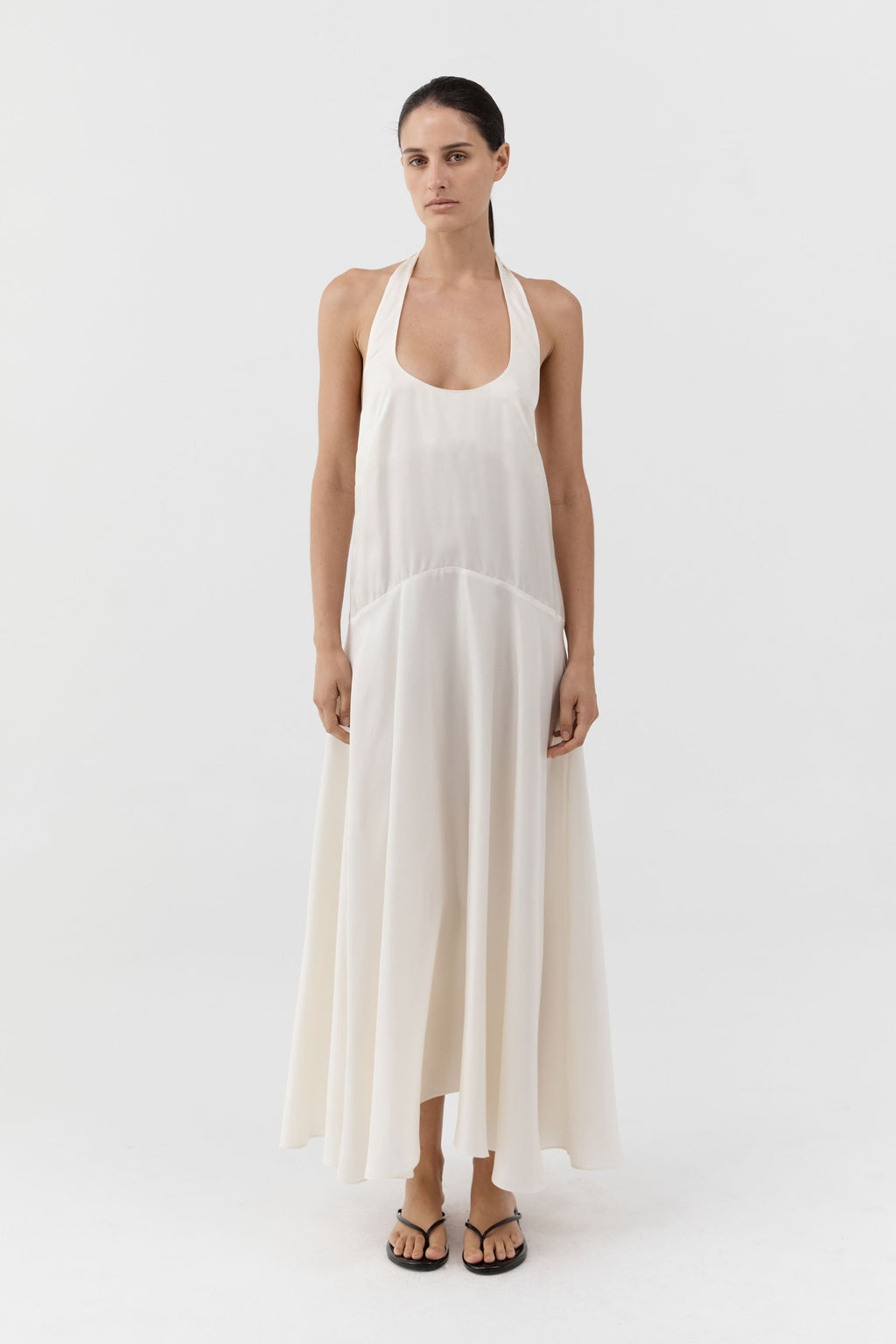 Silk Twill Tassel Halter Dress - Talco