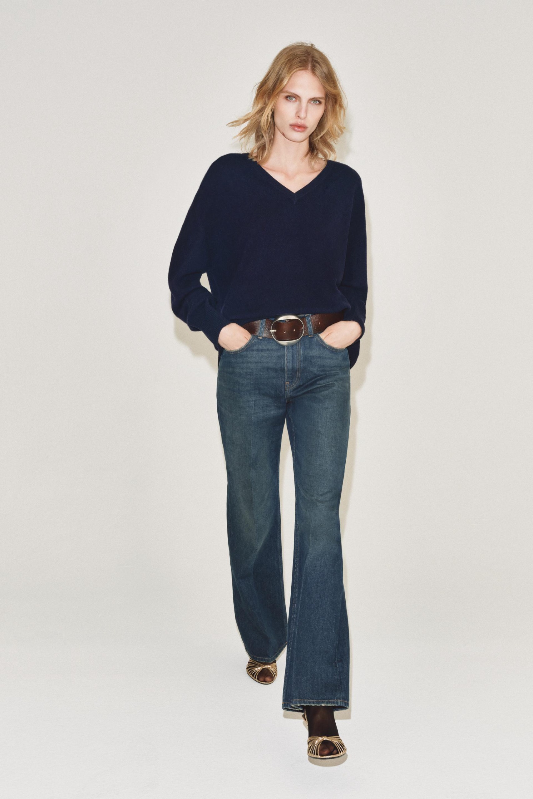 Oversize 100% Wool Jumper - Navy Blue - Xs-S