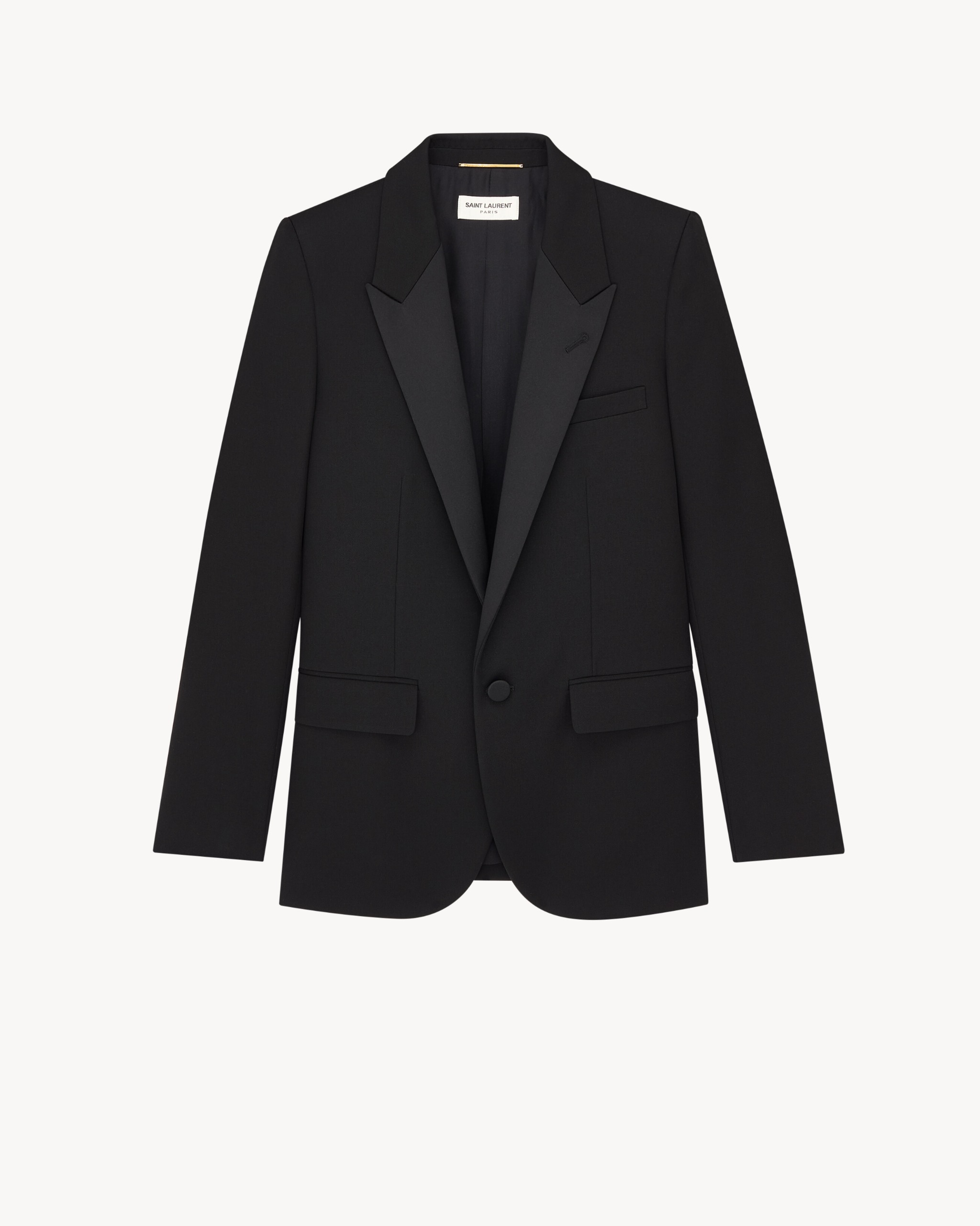 Single-Breasted Tuxedo Jacket in Grain De Poudre