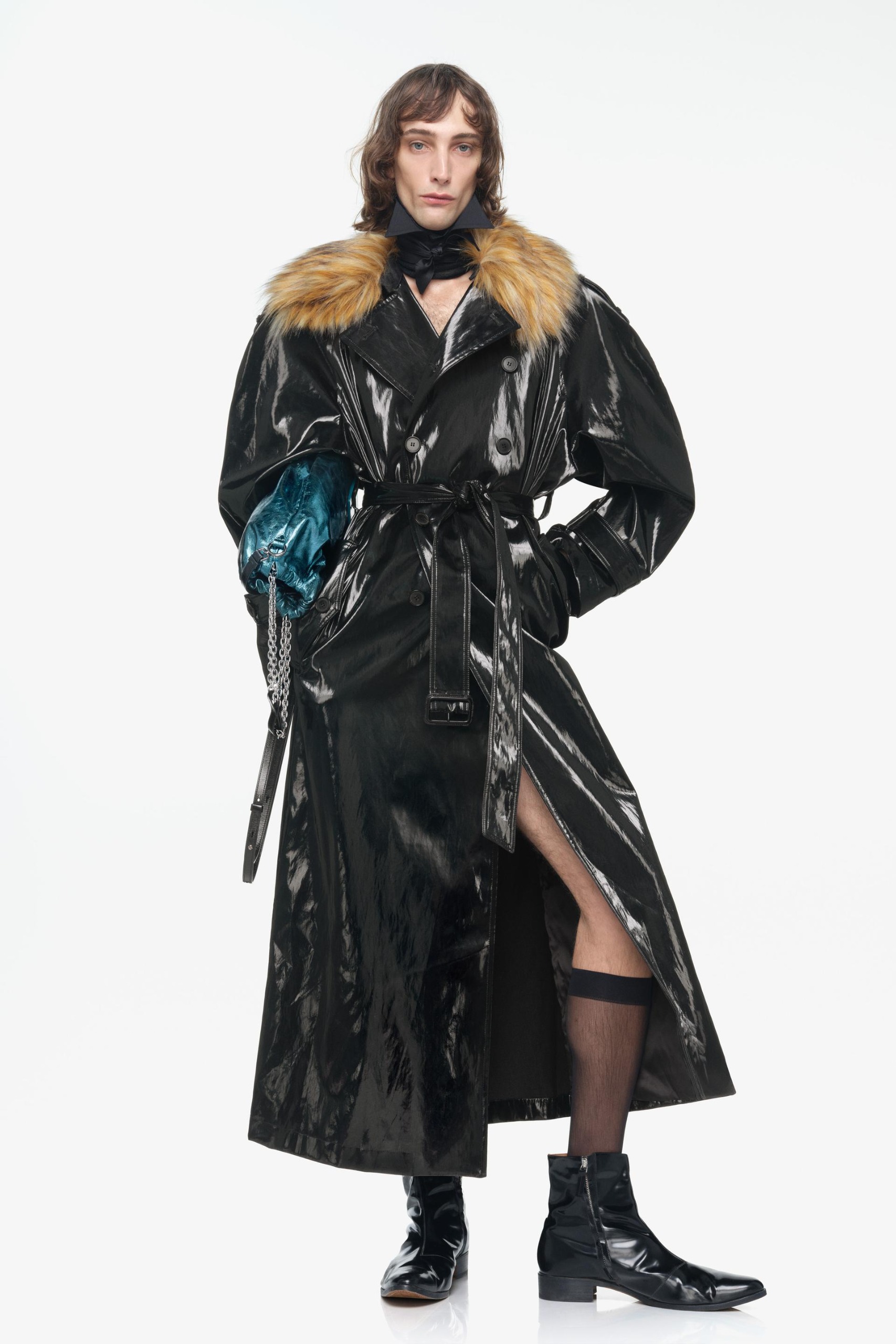 Limited Edition Faux Fur Collar Trench Coat - Black - Xs