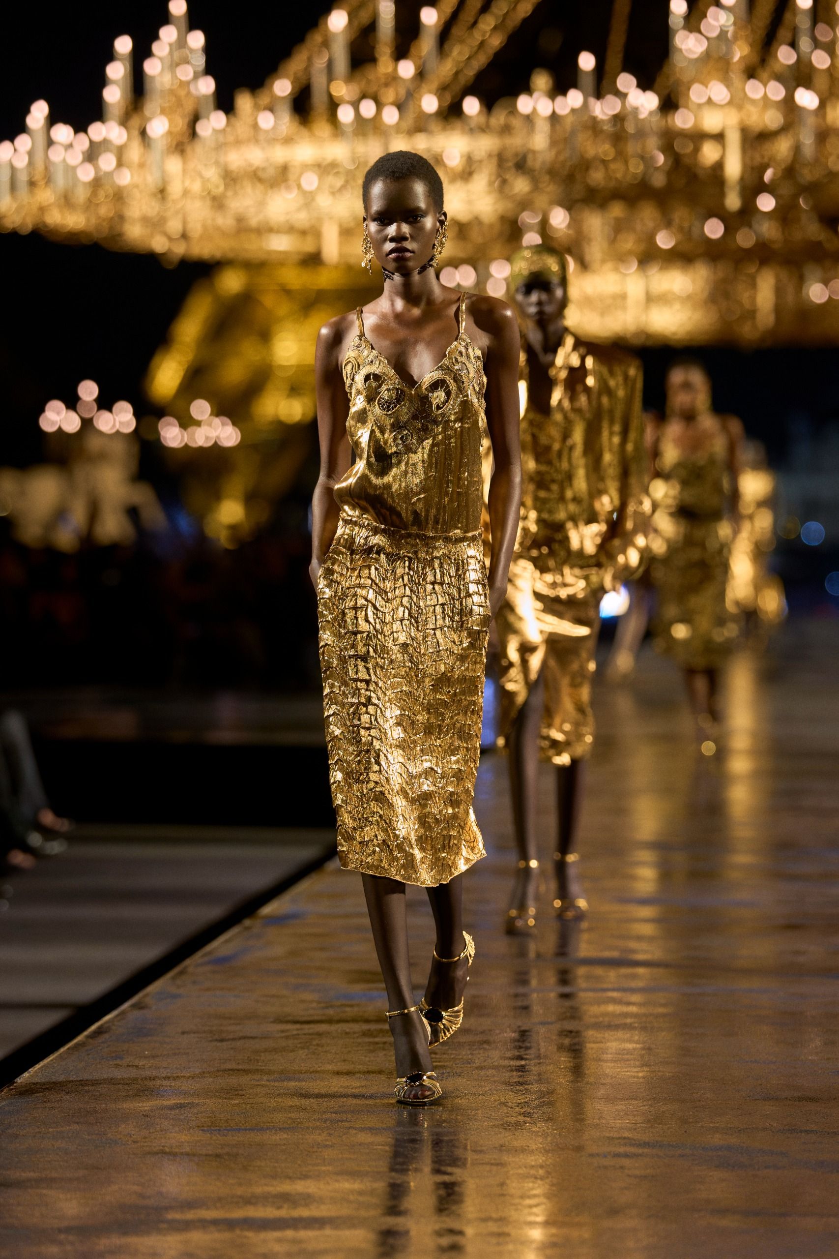 models walking the runway at the Saint Laurent spring/summer 2027 show during Paris Fashion Week