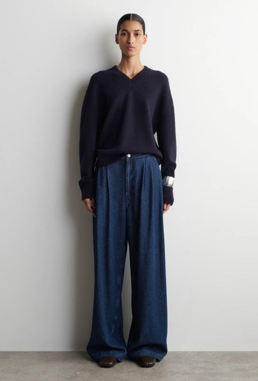 COS, Pleated Wide-Leg Denim Trousers