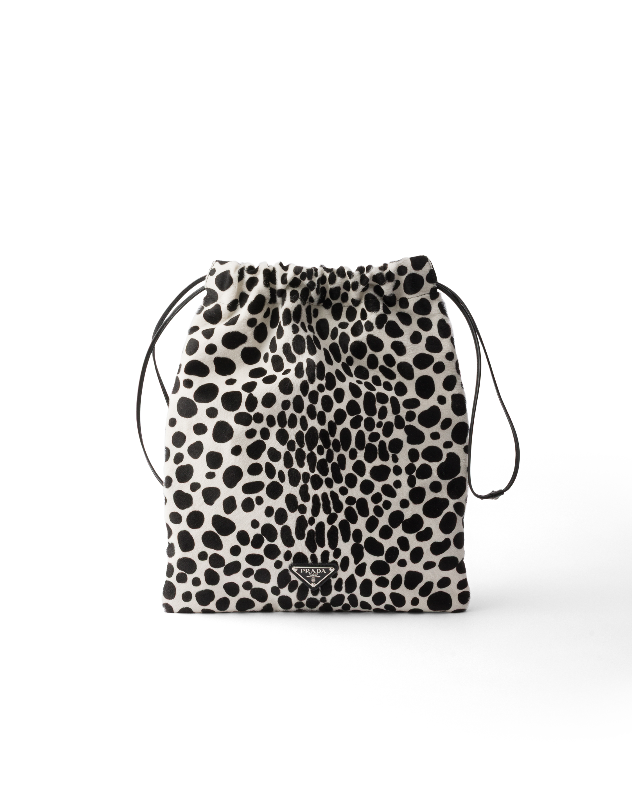 Prada Wish Printed Calf Hair Leather Pouch - White/black