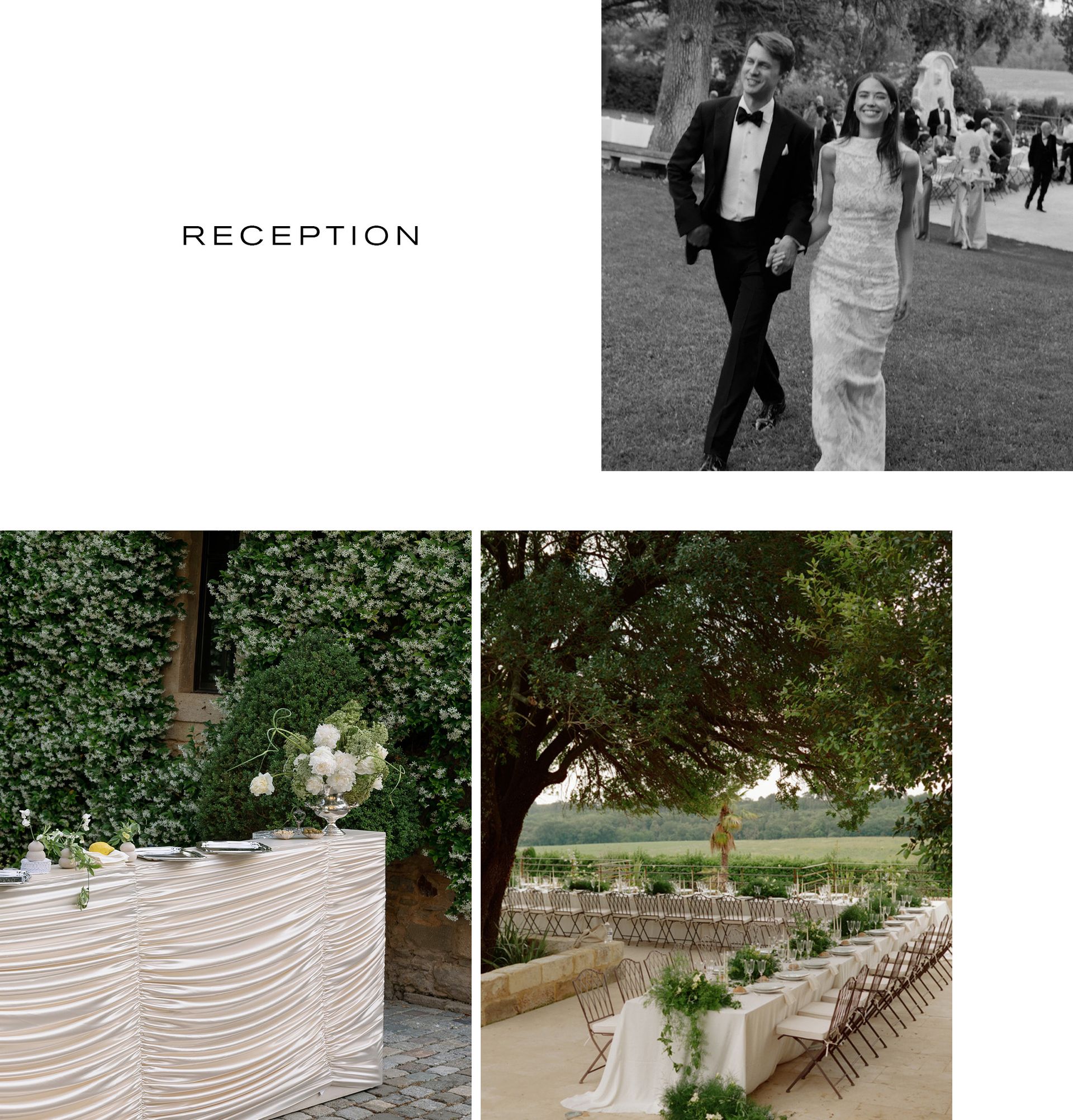 Collage of Abbie and Max's wedding reception.