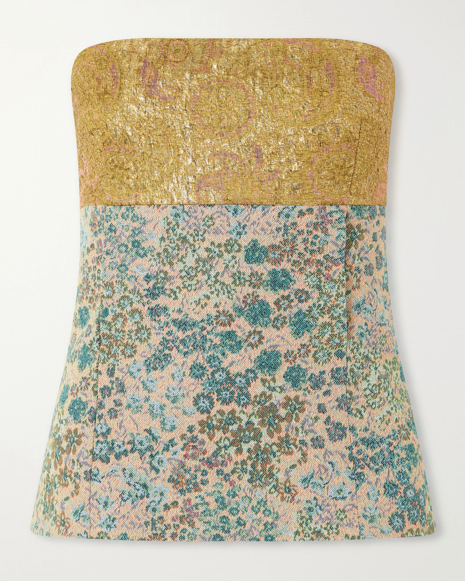 DRIES VAN NOTEN, Strapless Metallic Floral-Jacquard Top