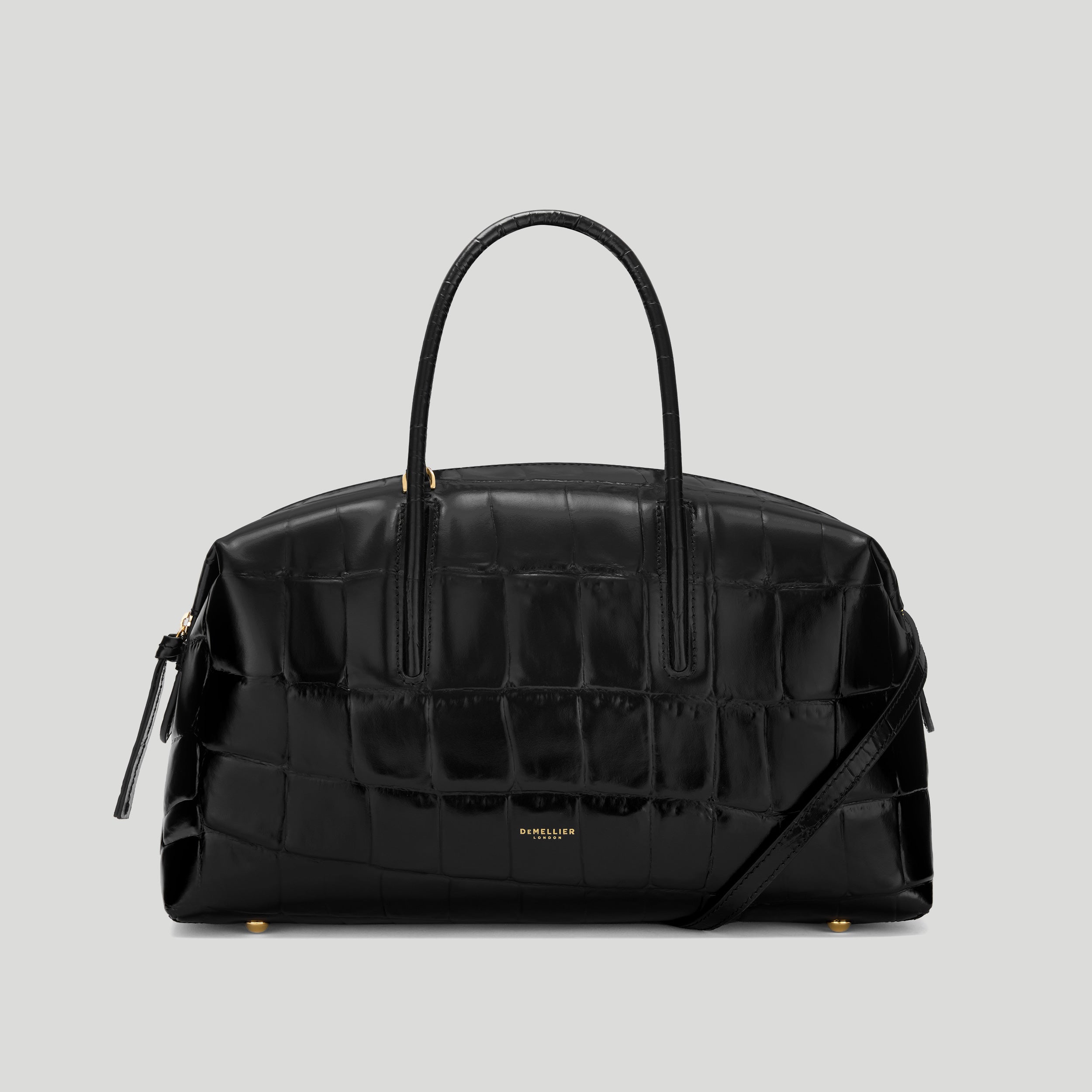The Midi Stockholm | Black Large Croc-Effect | Demellier