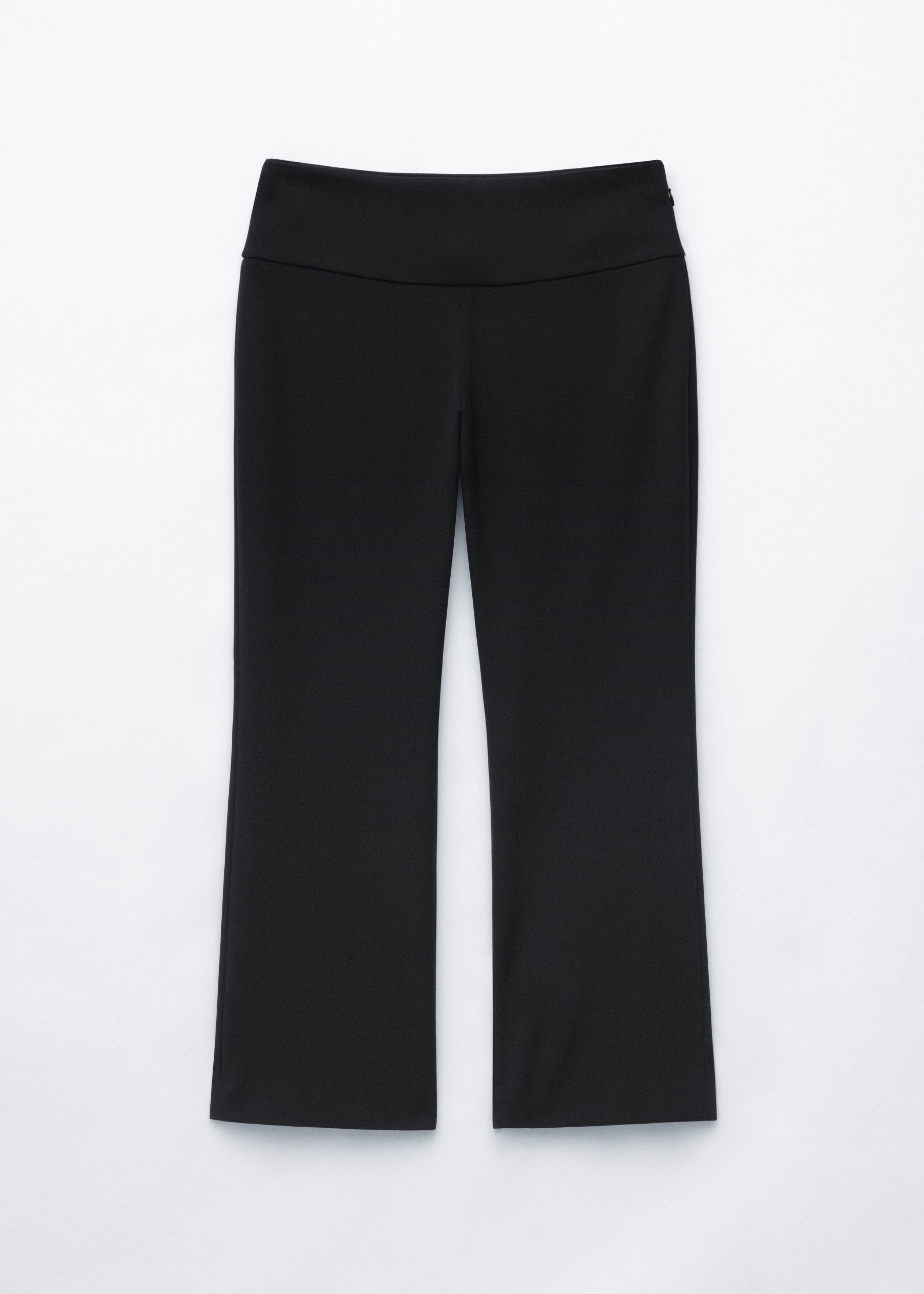 Cropped Kick Flare Trousers - Black