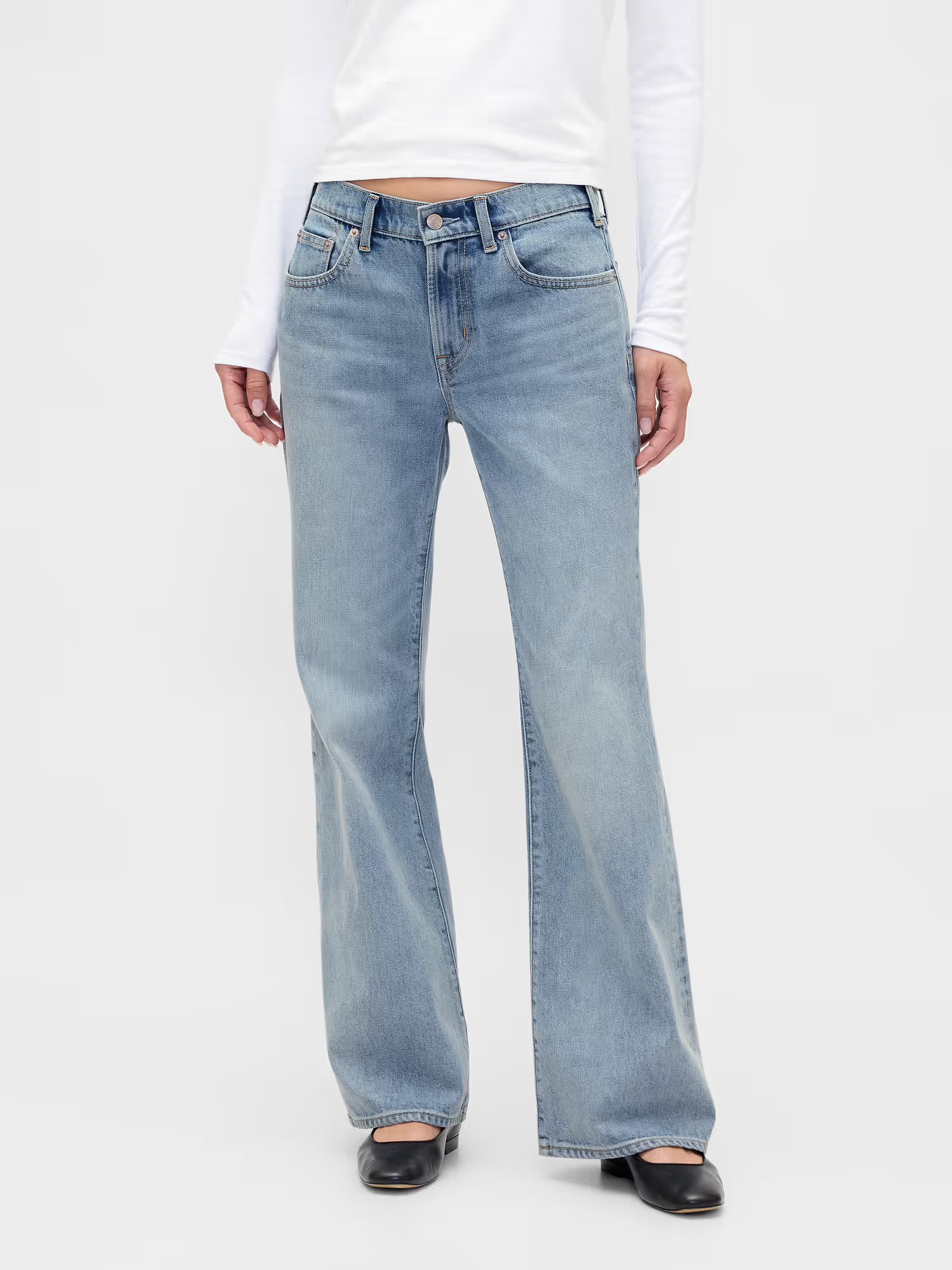 Gap, Mid Rise Rigid Relaxed Flare Jeans