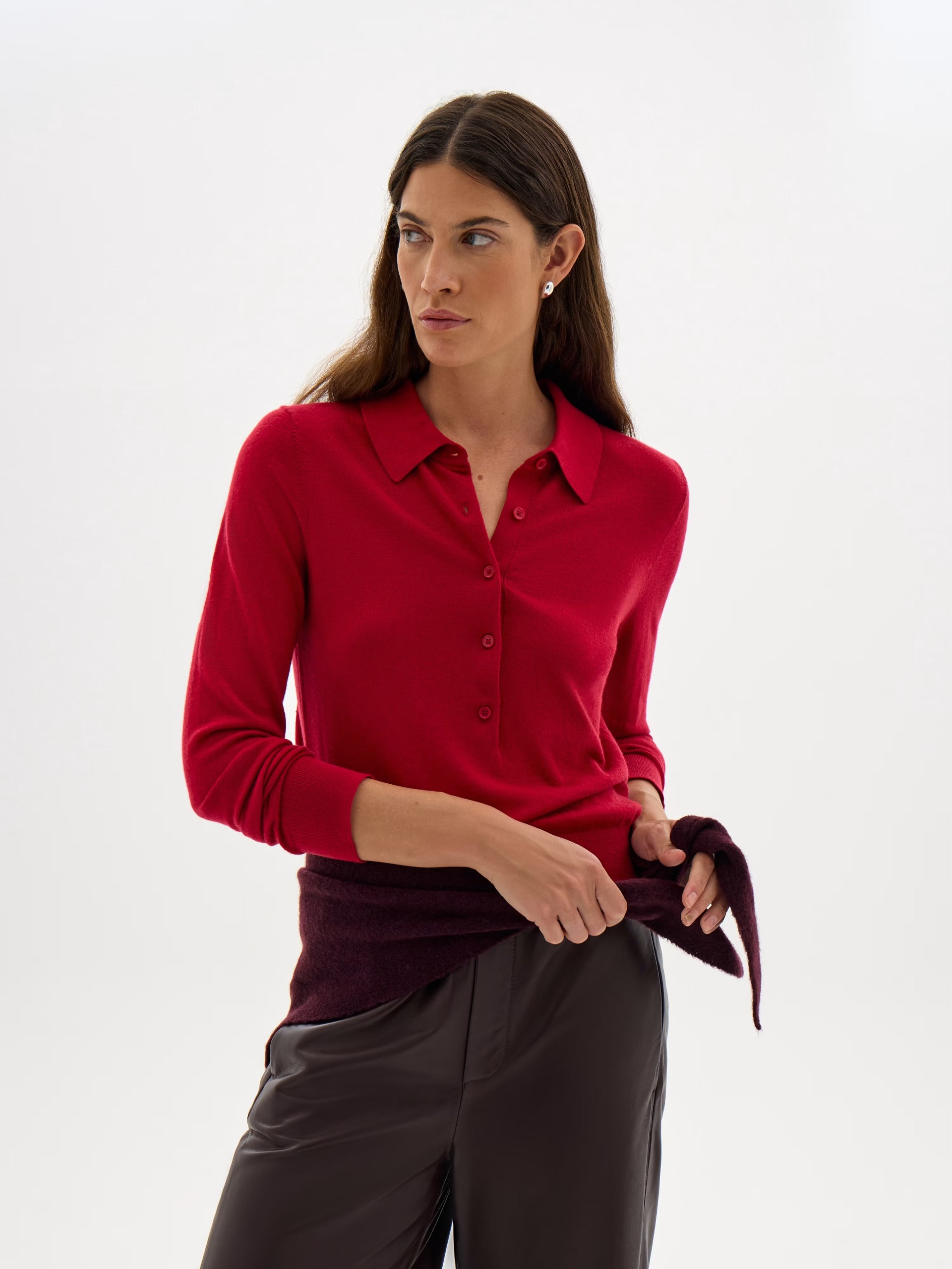 Hush, Merino Long Sleeve Polo Top