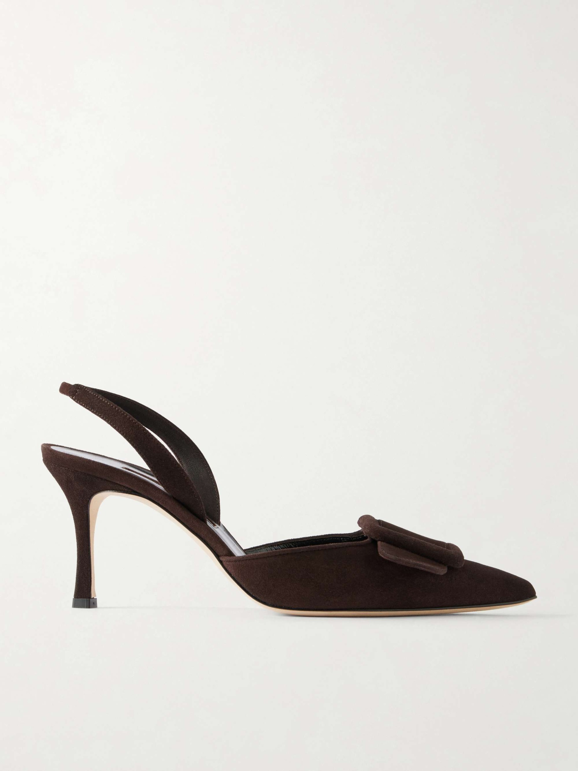 Maysli 70 Buckle-Detailed Suede Slingback Pumps