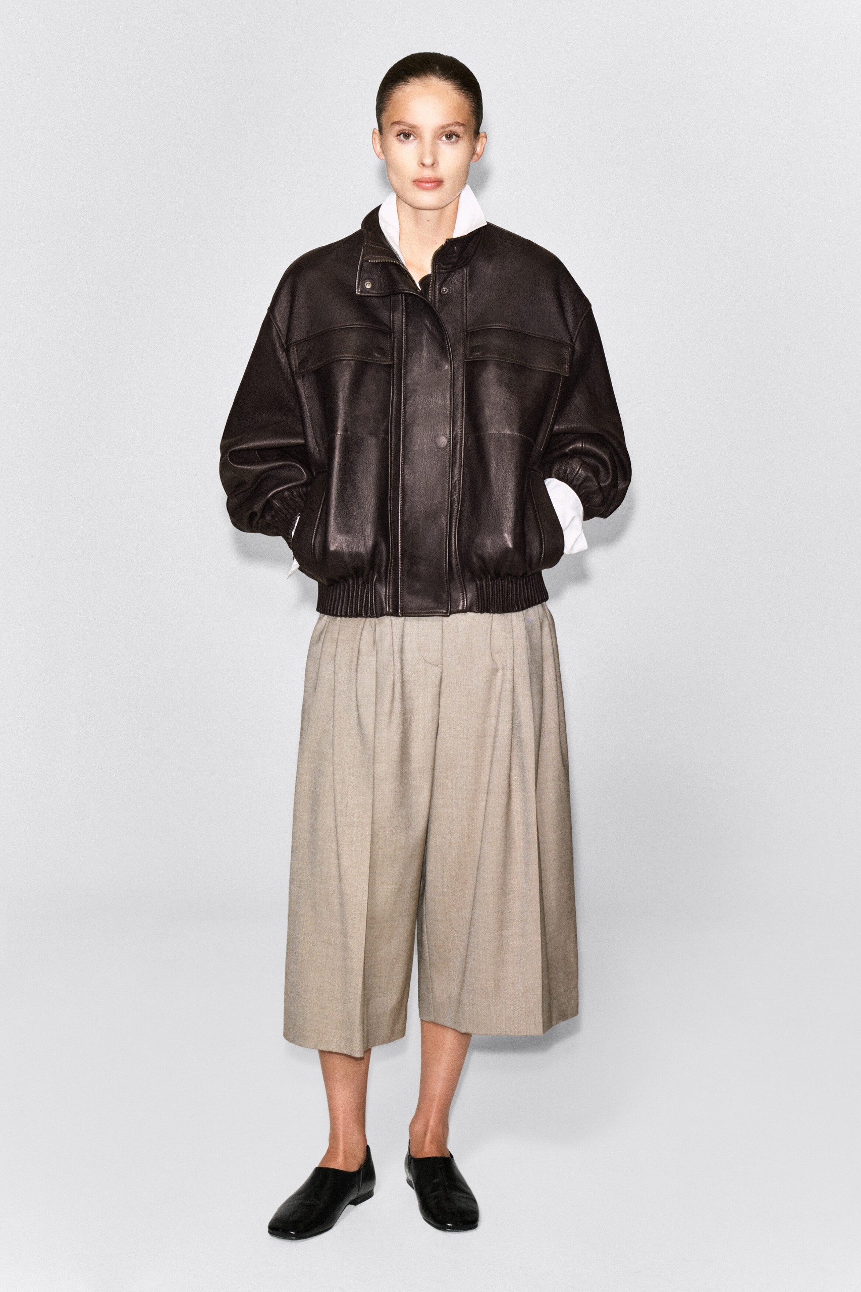 Pleated Wool-Blend Culottes