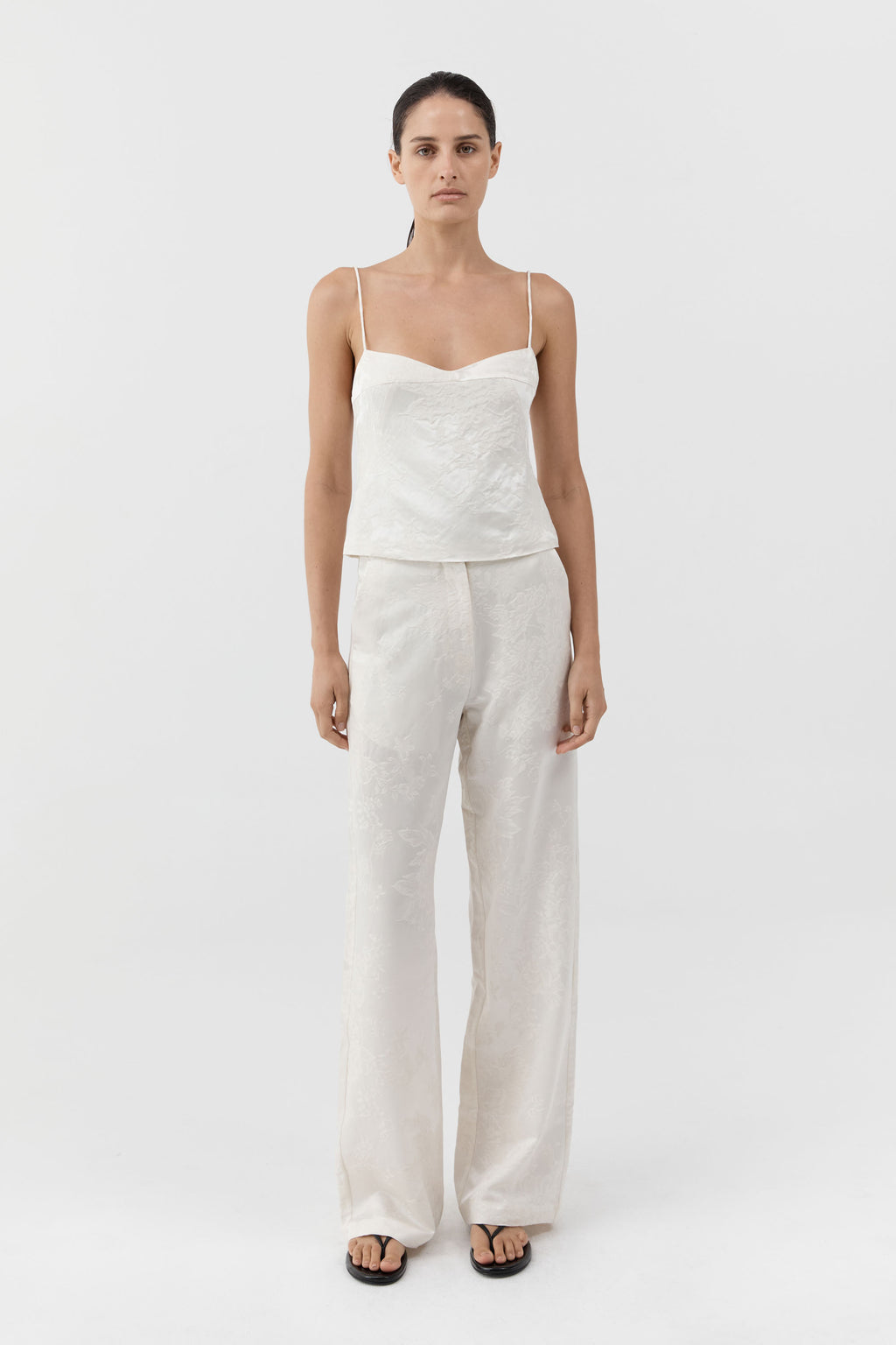 Silk Wool Jacquard Minimal Pants - Talco
