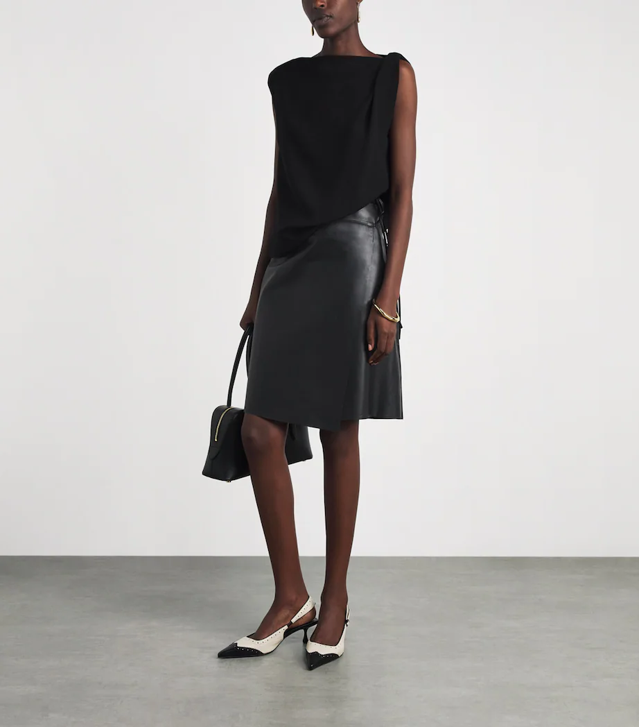 St. Agni, Leather Everyday Wrap Midi Skirt