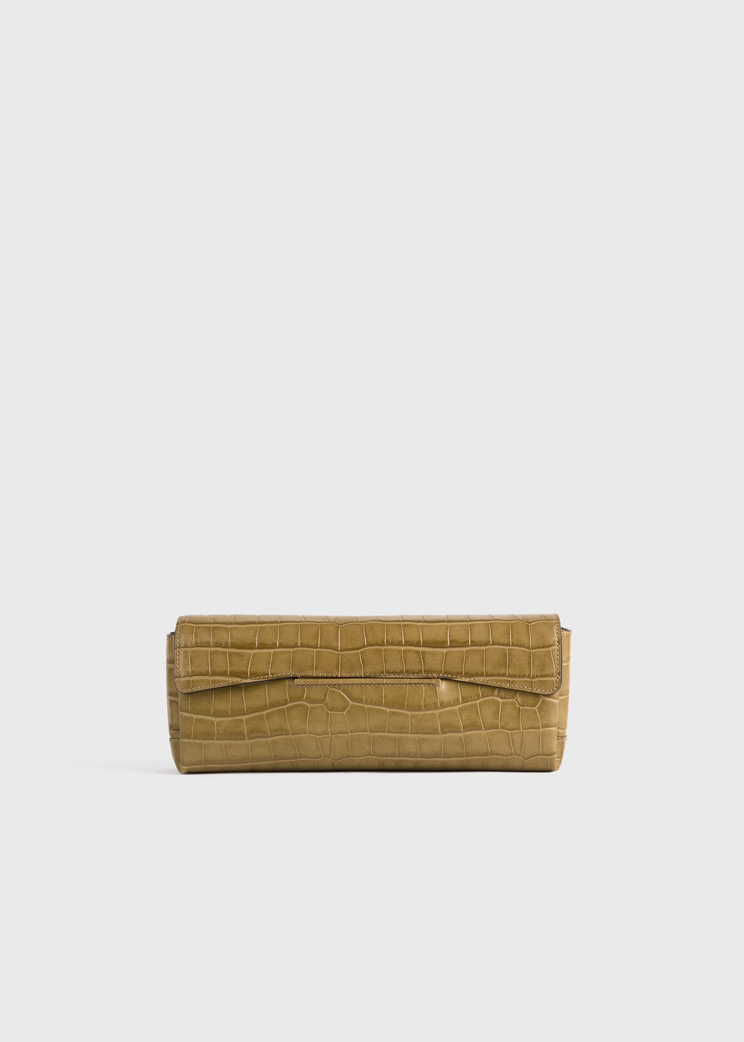 Soft Croco-Embossed T-Clutch Biscuit - One Size