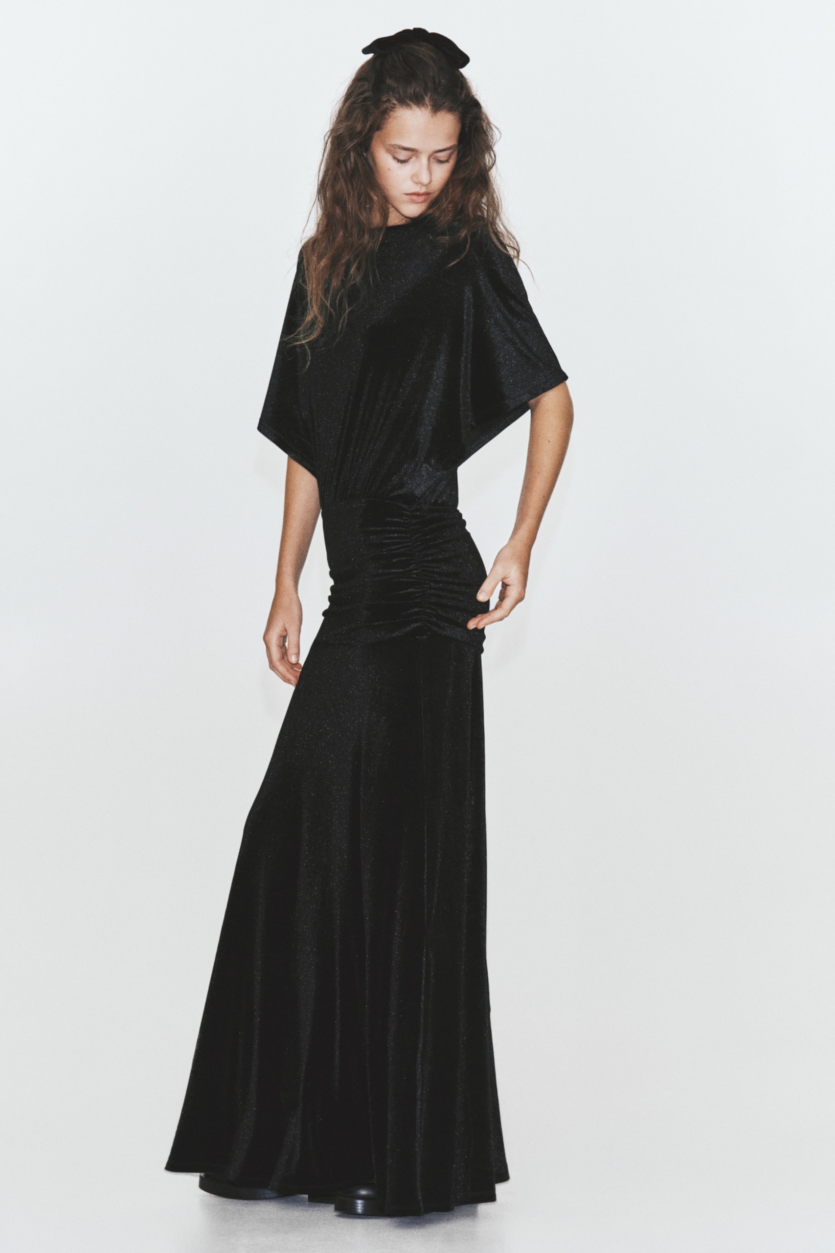 Gathered Velvet Dress